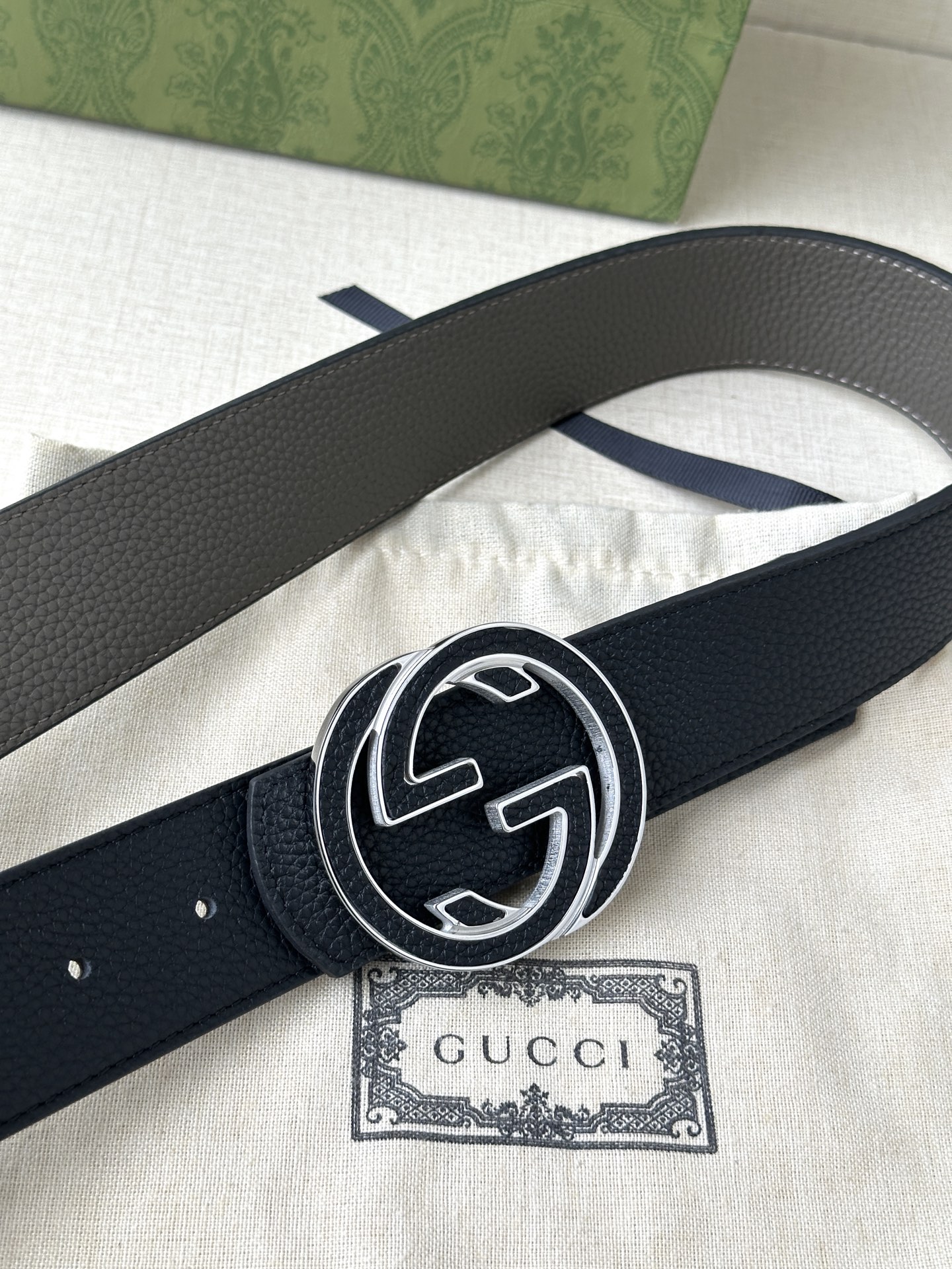 Gucci Basic Belt Cow Leather Black M