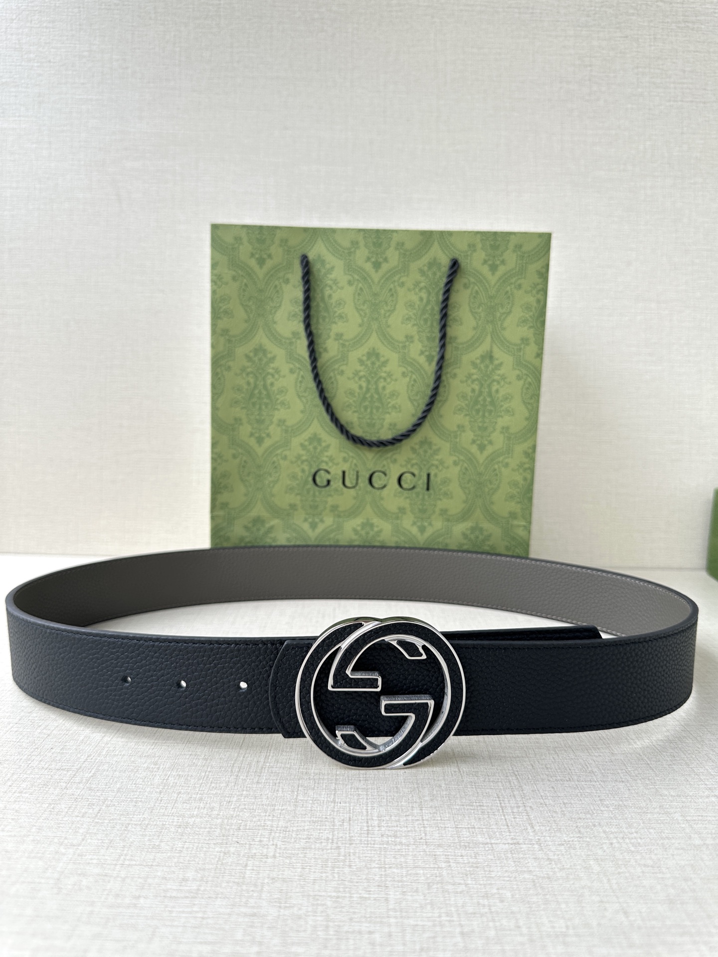 Gucci Basic Belt Cow Leather Black M