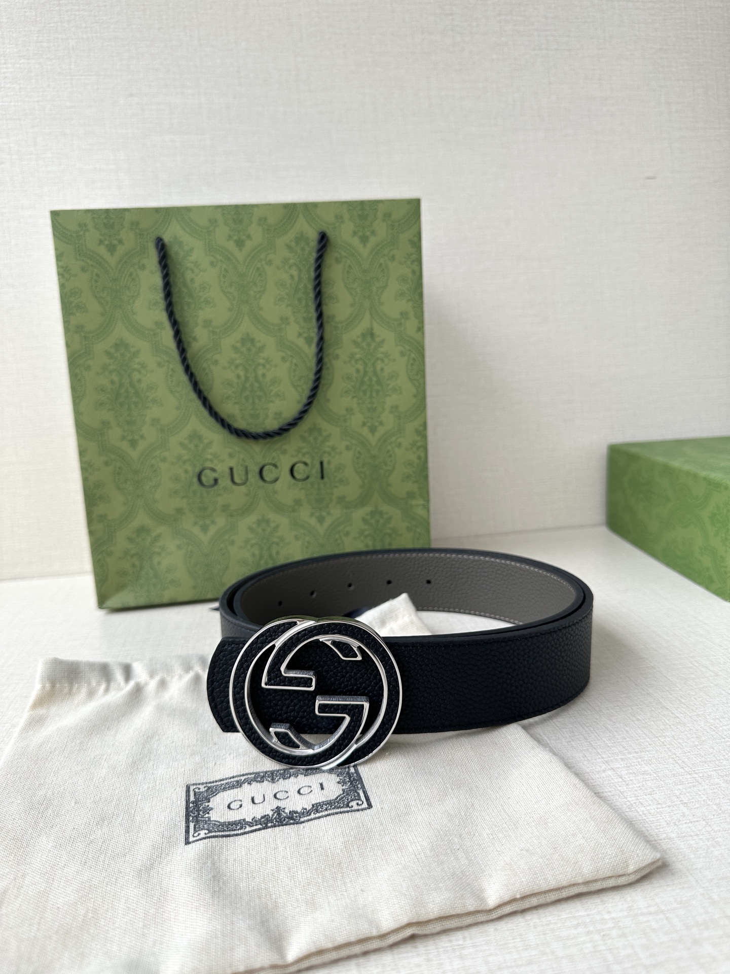 Gucci Basic Belt Cow Leather Black M