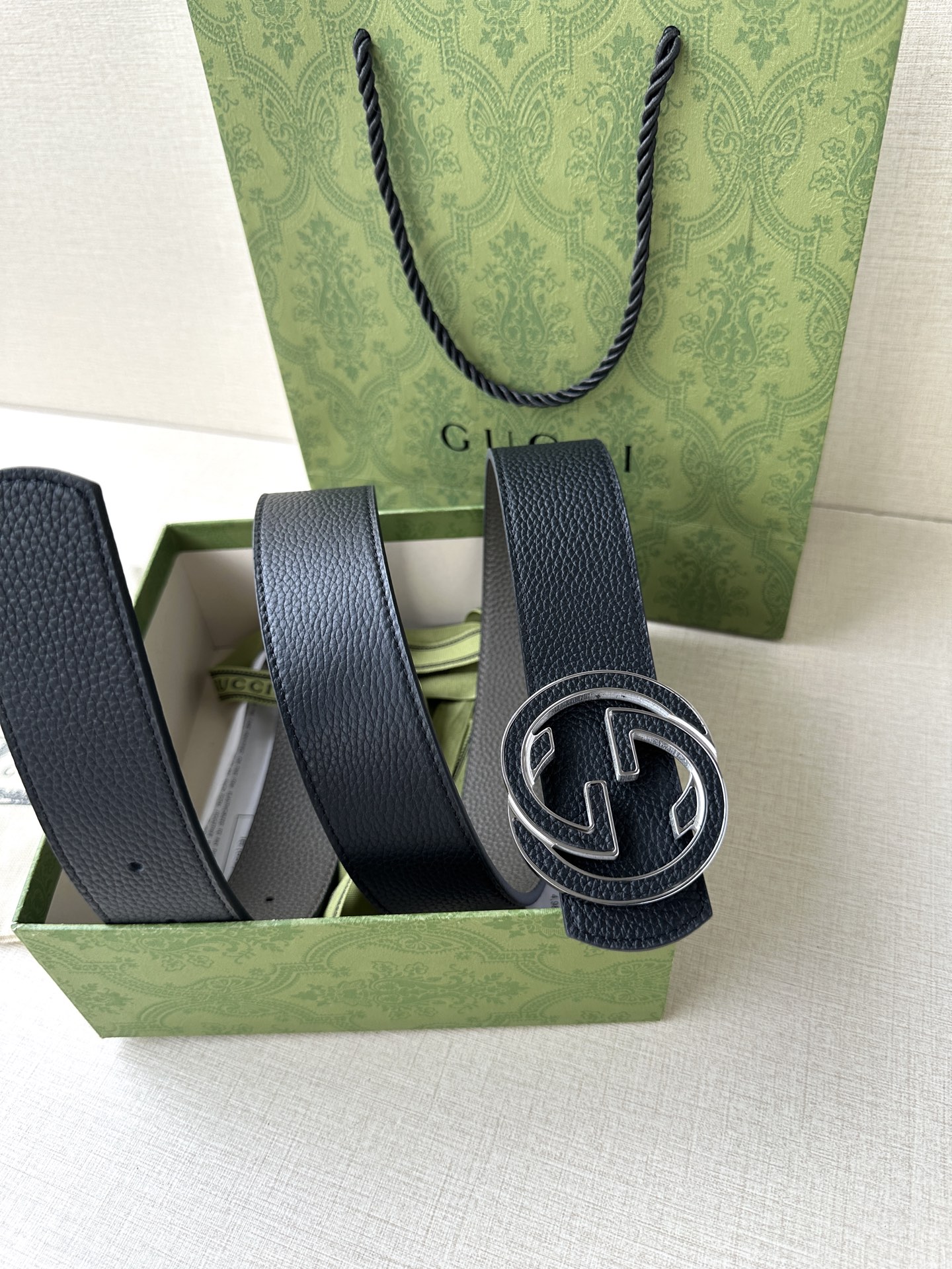 Gucci Basic Belt Cow Leather Black M