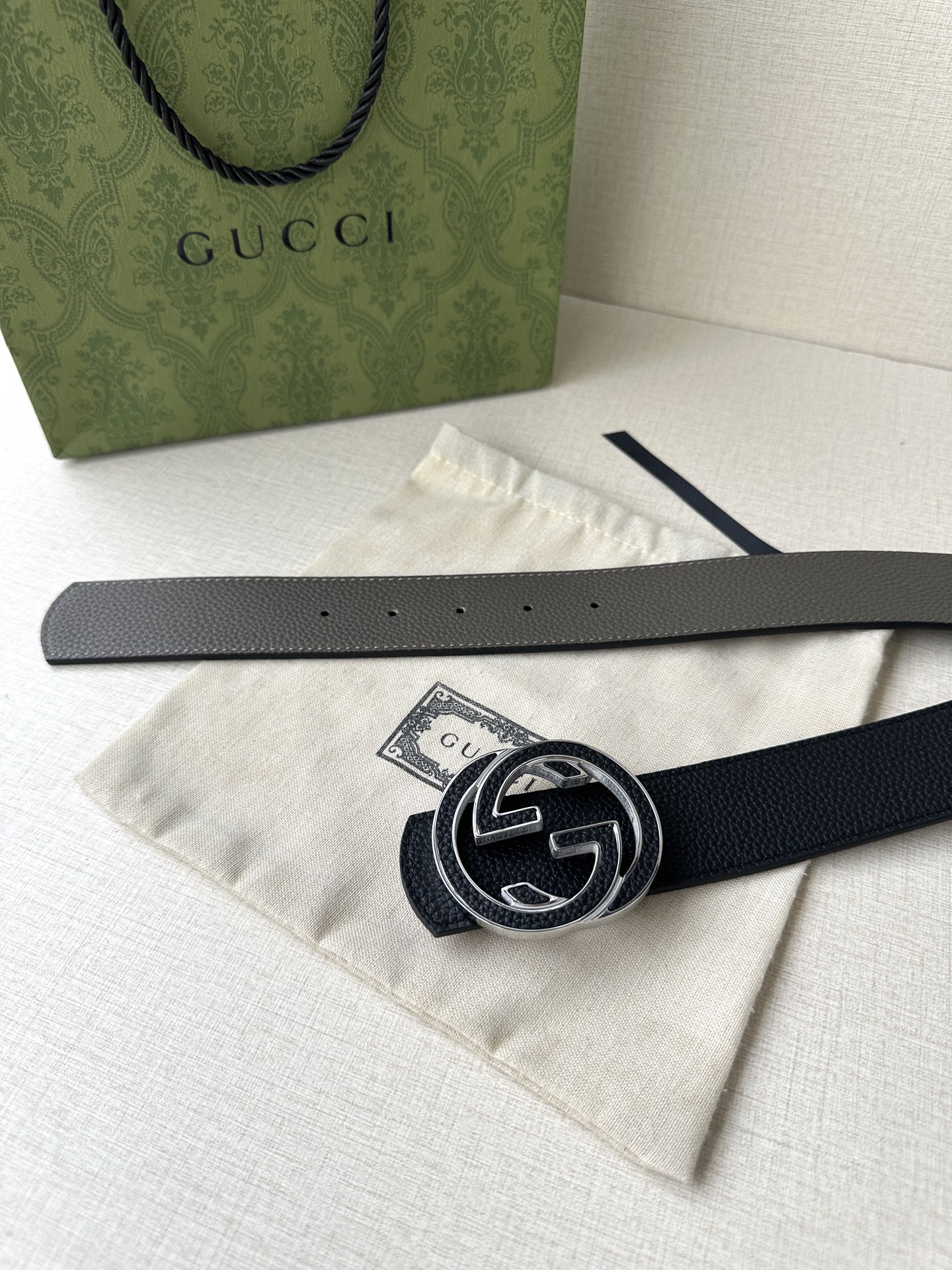 Gucci Basic Belt Cow Leather Black M