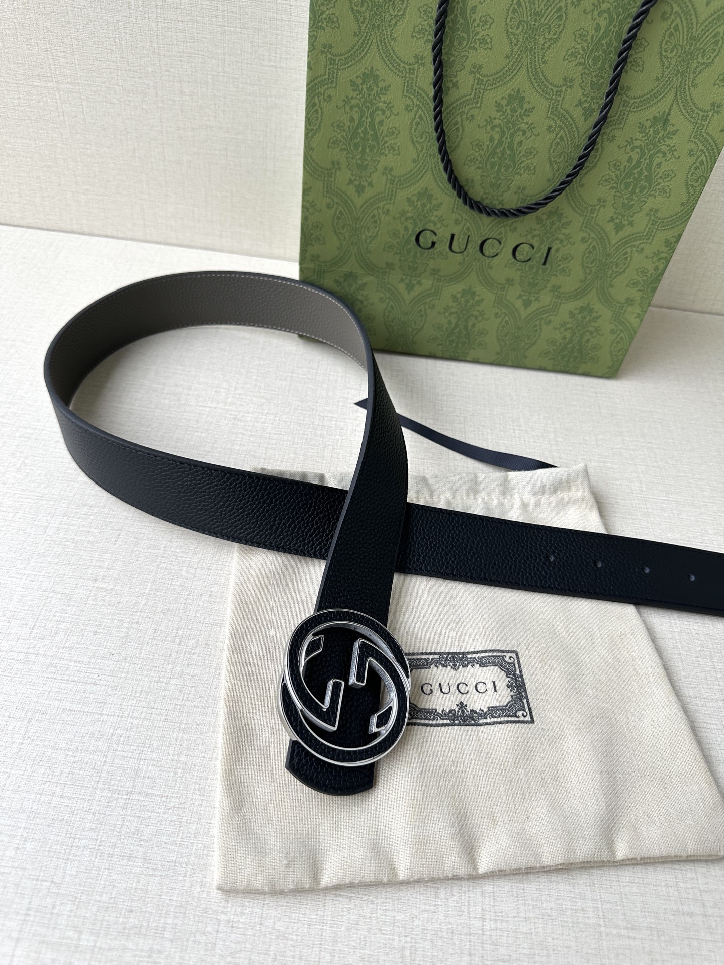 Gucci Basic Belt Cow Leather Black M