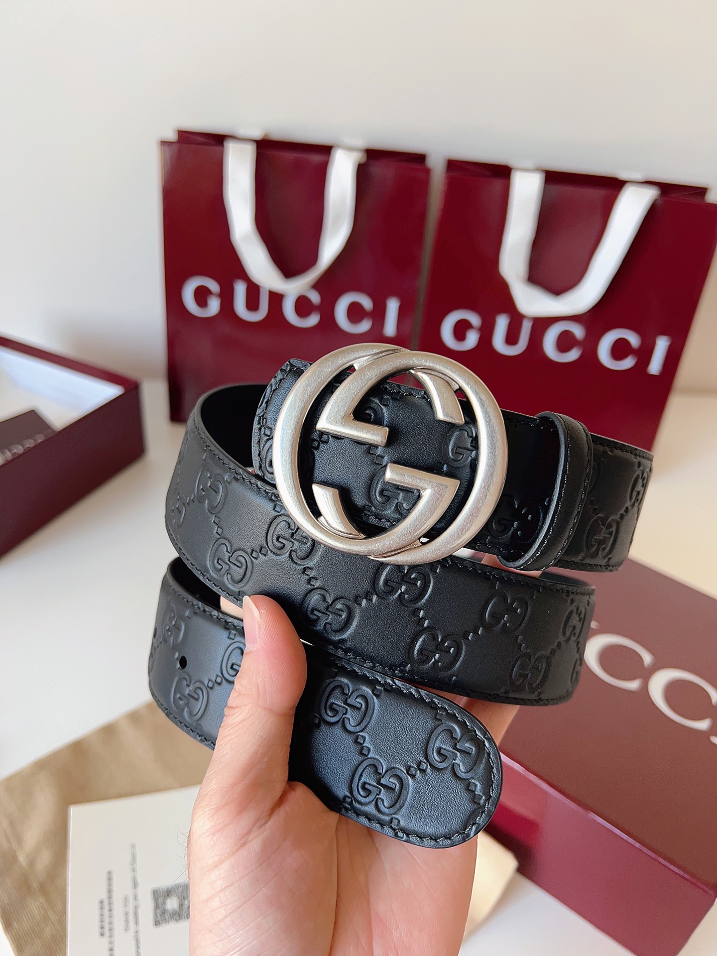 Gucci Male Basic Belt Cow Leather Black M