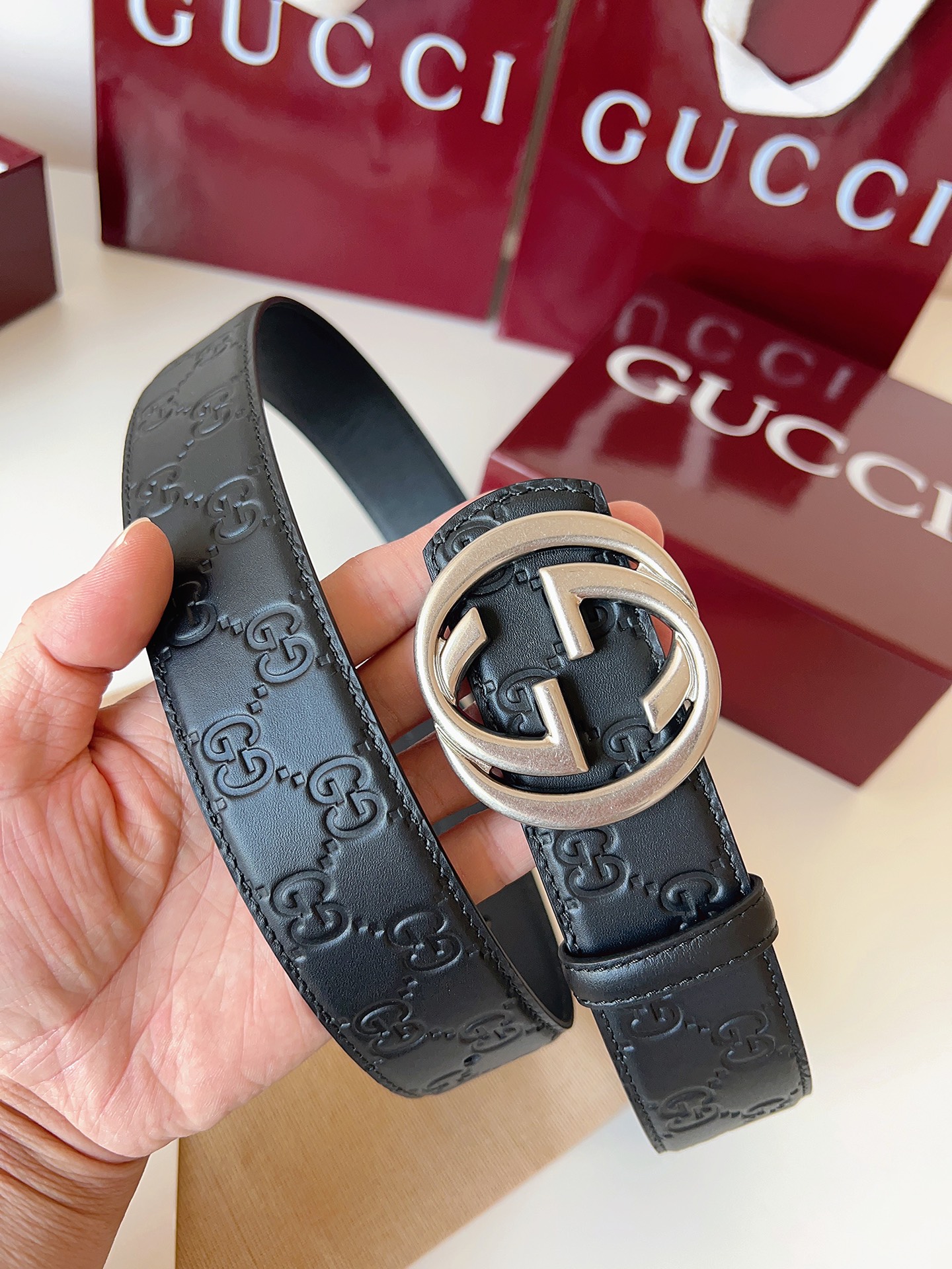 Gucci Male Basic Belt Cow Leather Black M