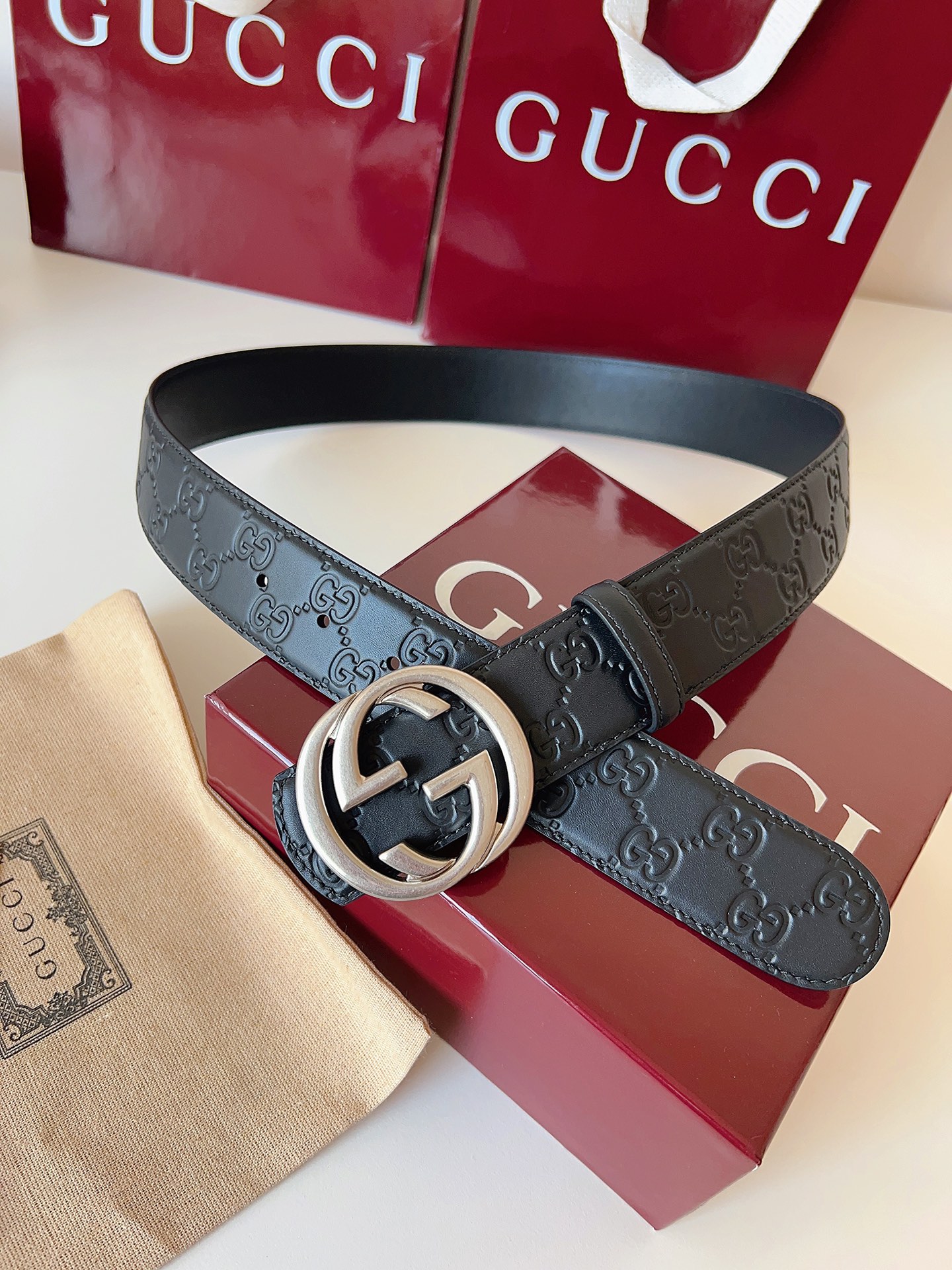 Gucci Male Basic Belt Cow Leather Black M