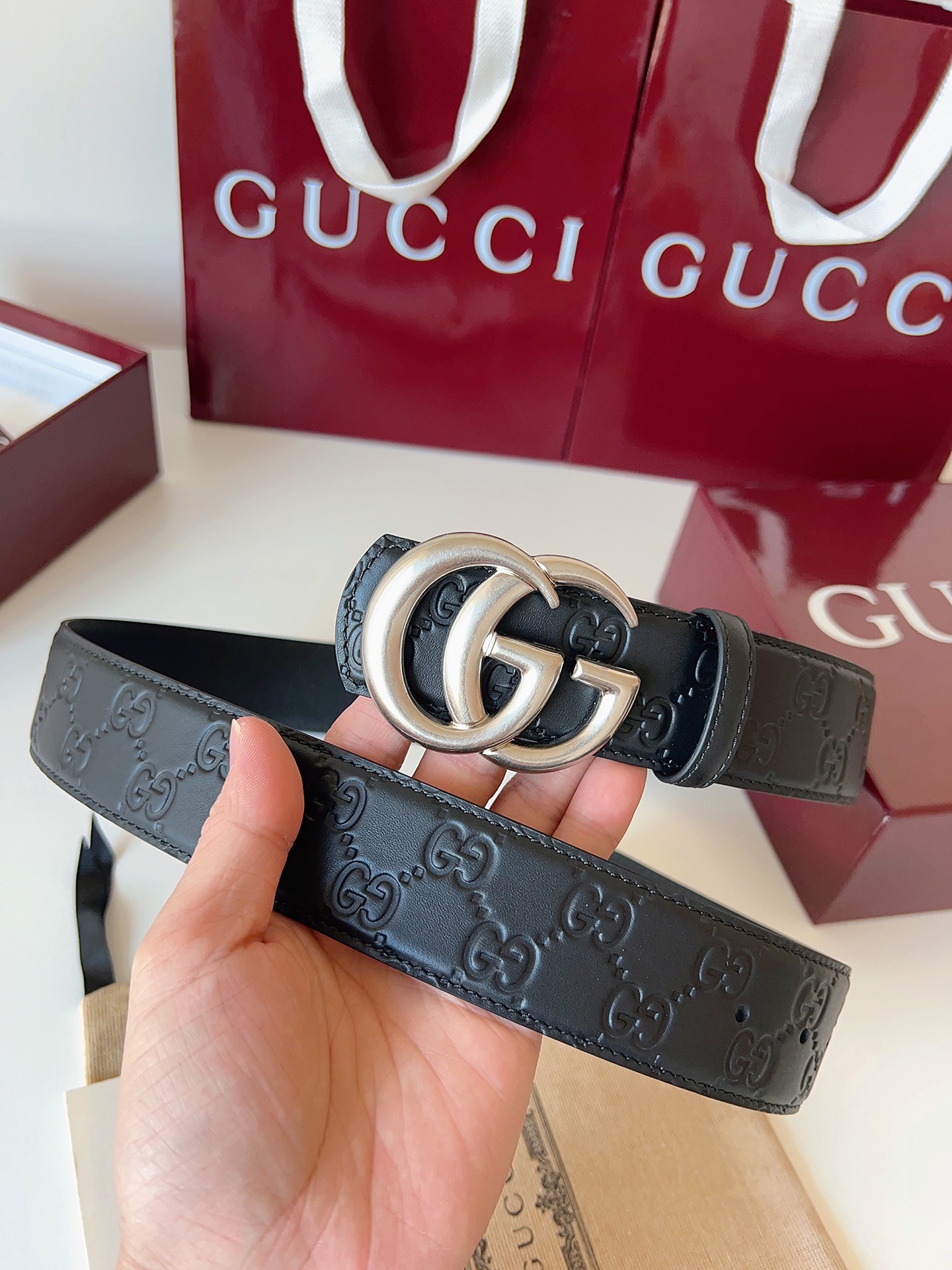 Gucci Male Basic Belt Cow Leather Black M