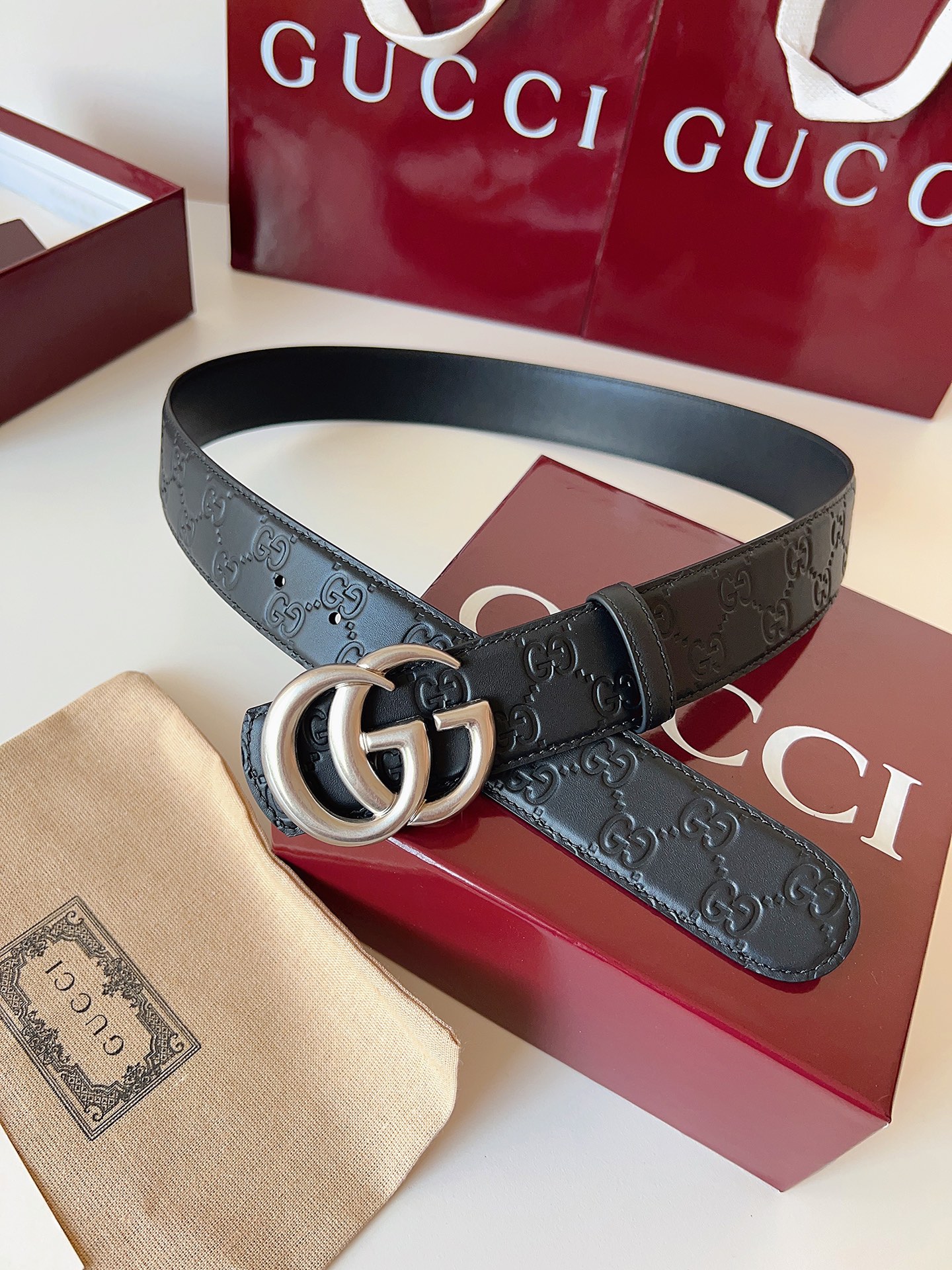 Gucci Male Basic Belt Cow Leather Black M
