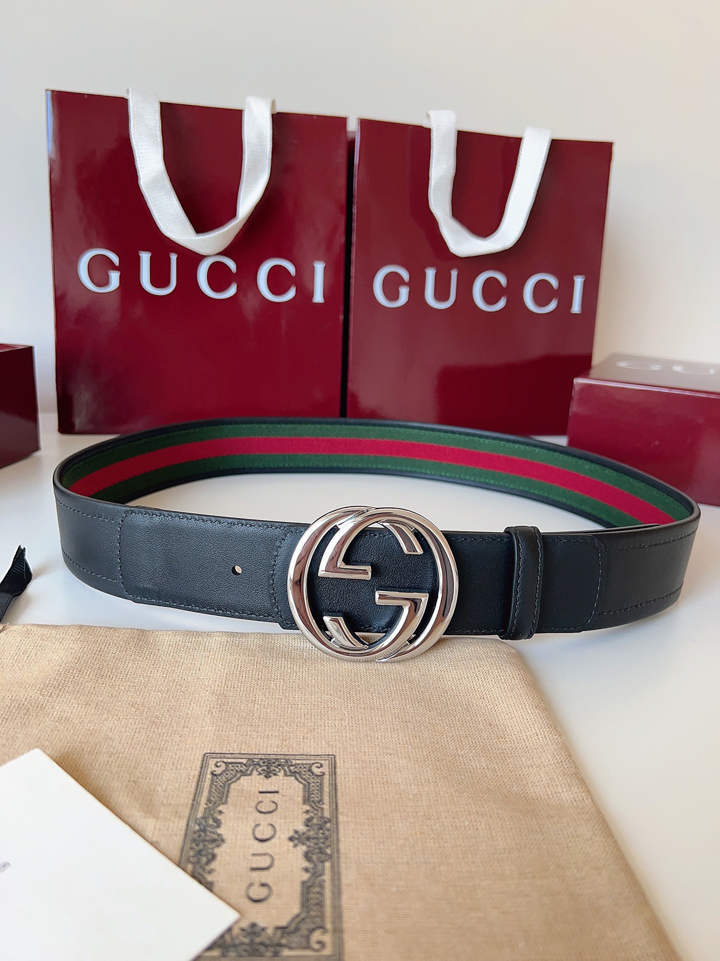 Gucci Male Basic Belt Canvas Black M