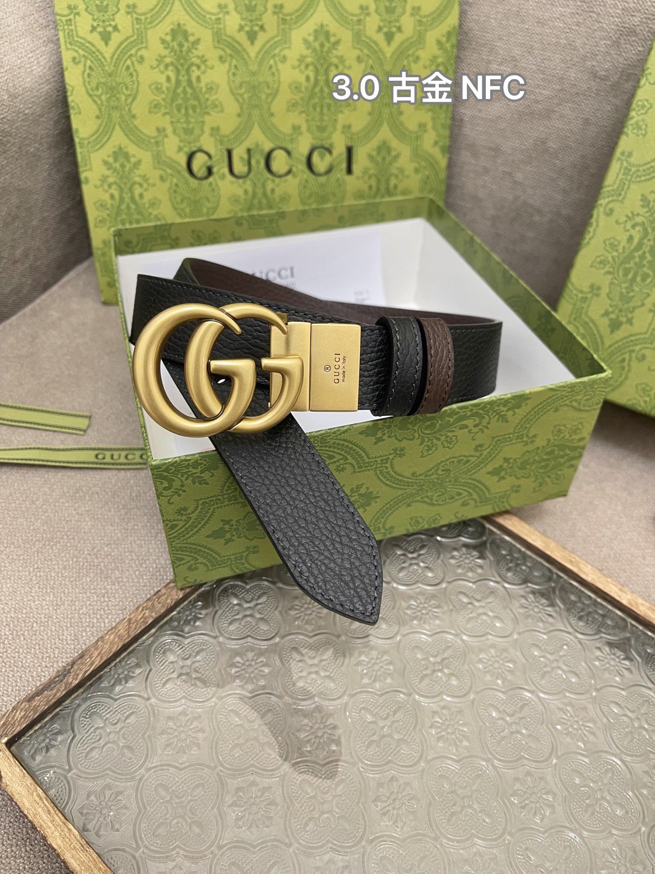 Gucci Leather Belt Cow Leather M