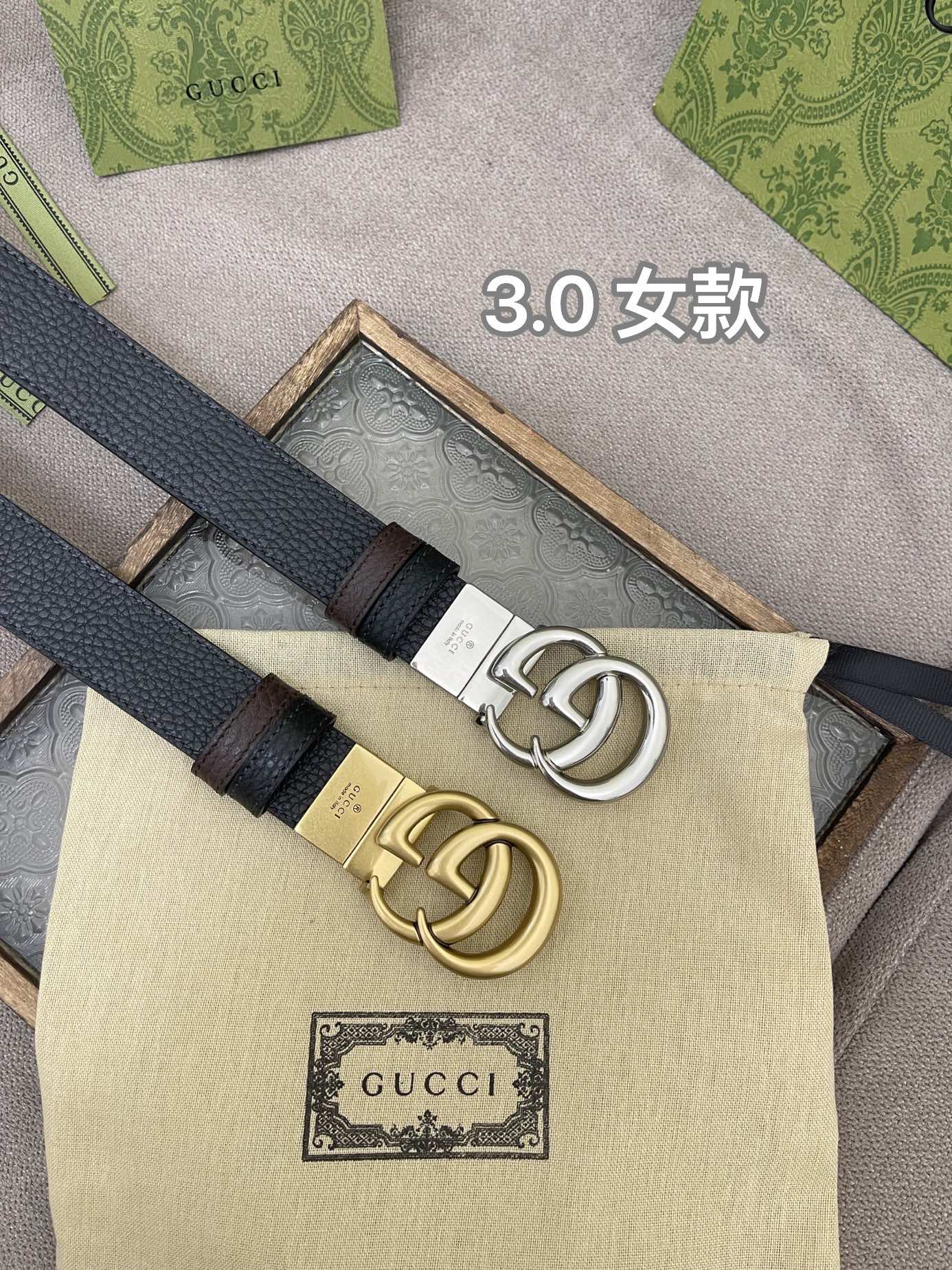 Gucci Leather Belt Cow Leather M