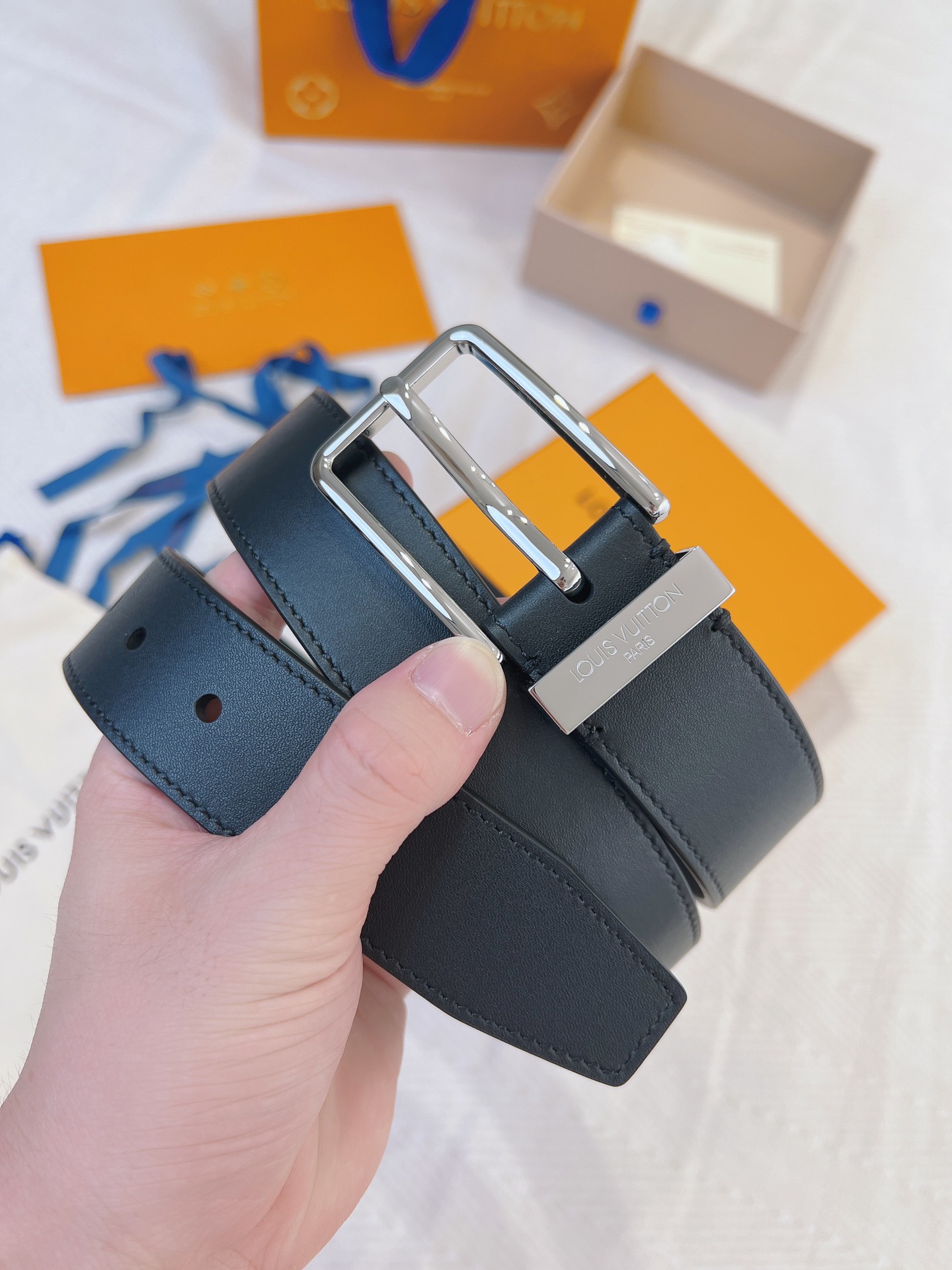 Louis Vuitton Leather Belt Cow Leather L