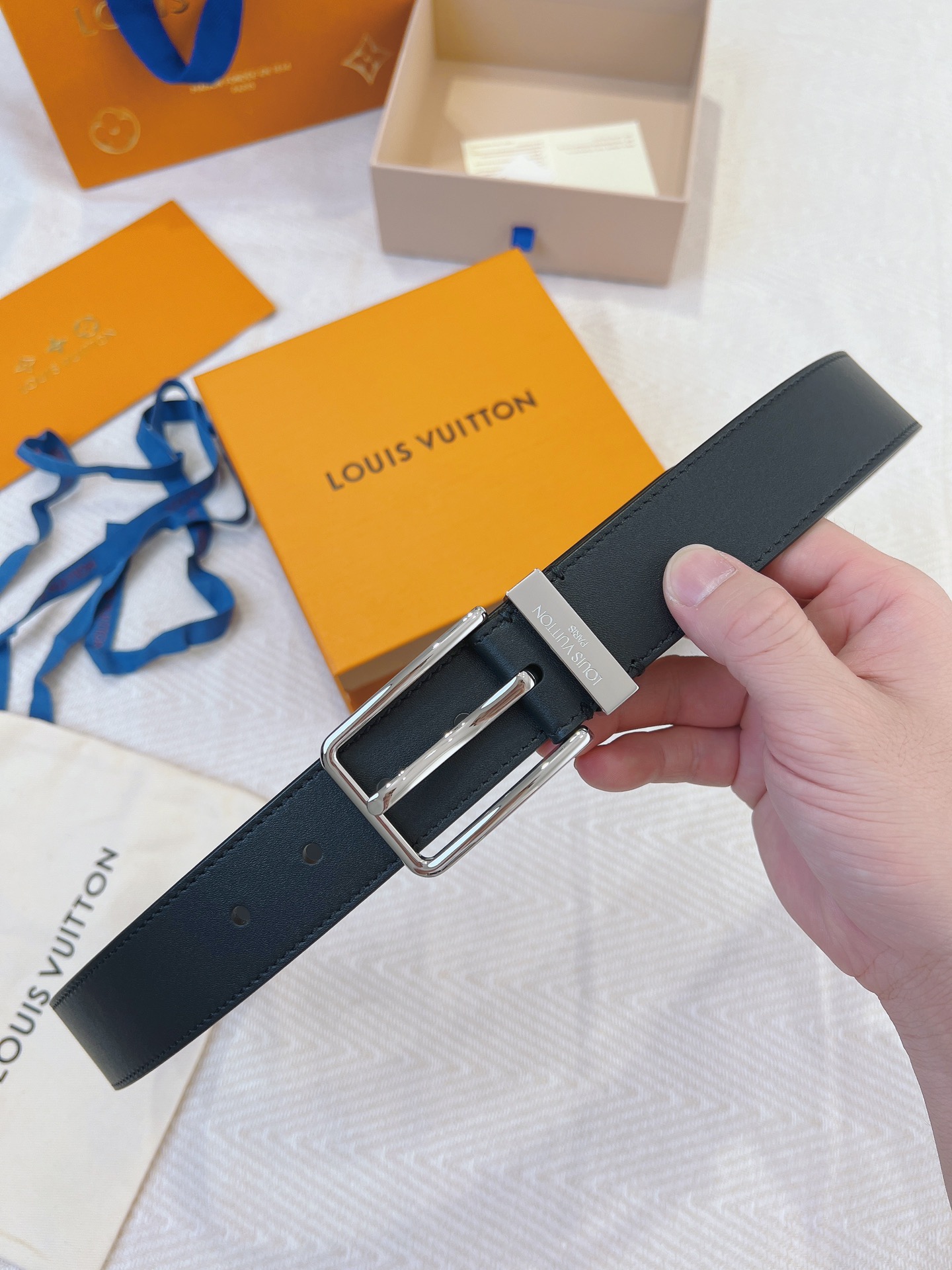 Louis Vuitton Leather Belt Cow Leather L