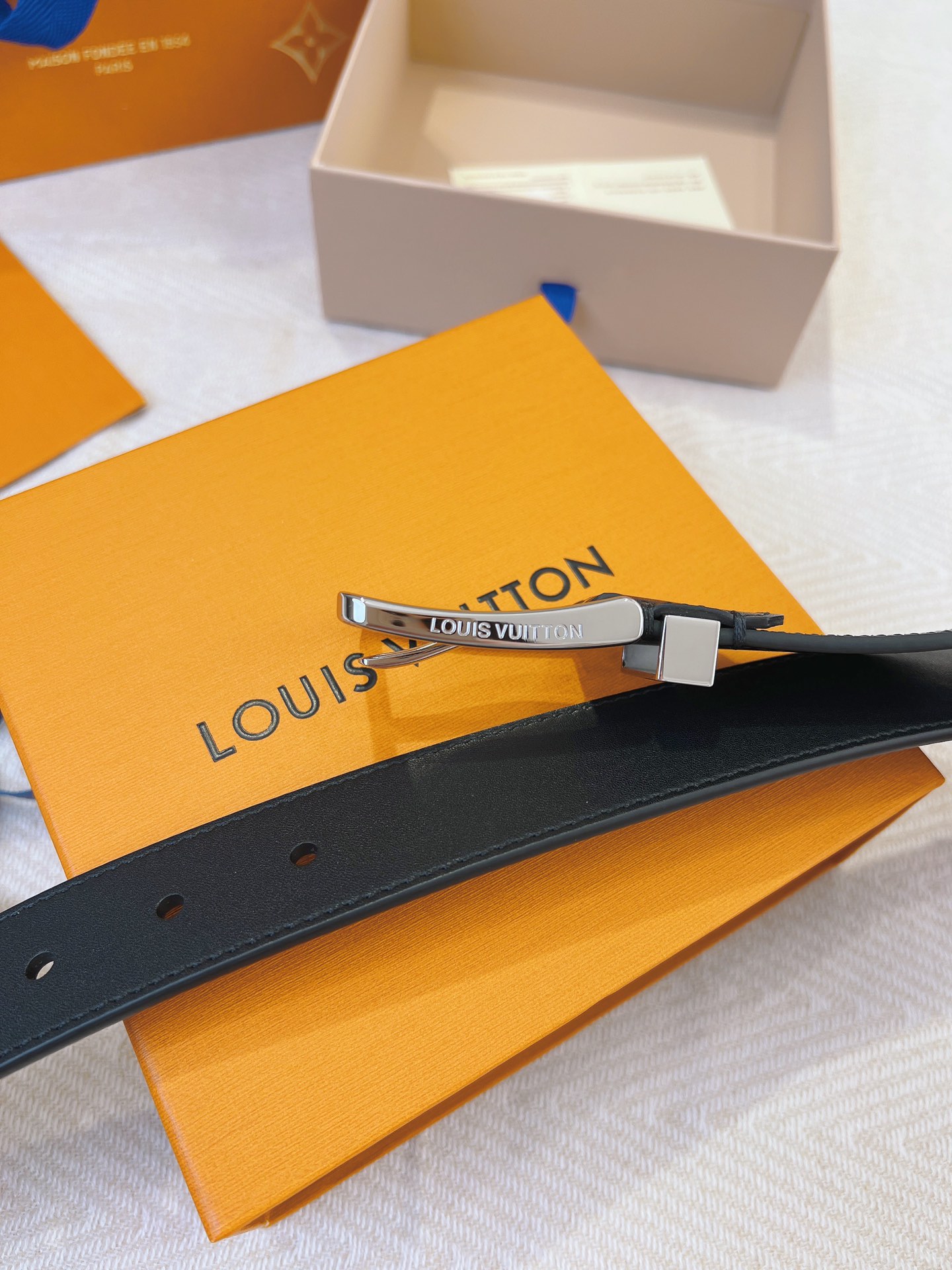 Louis Vuitton Leather Belt Cow Leather L