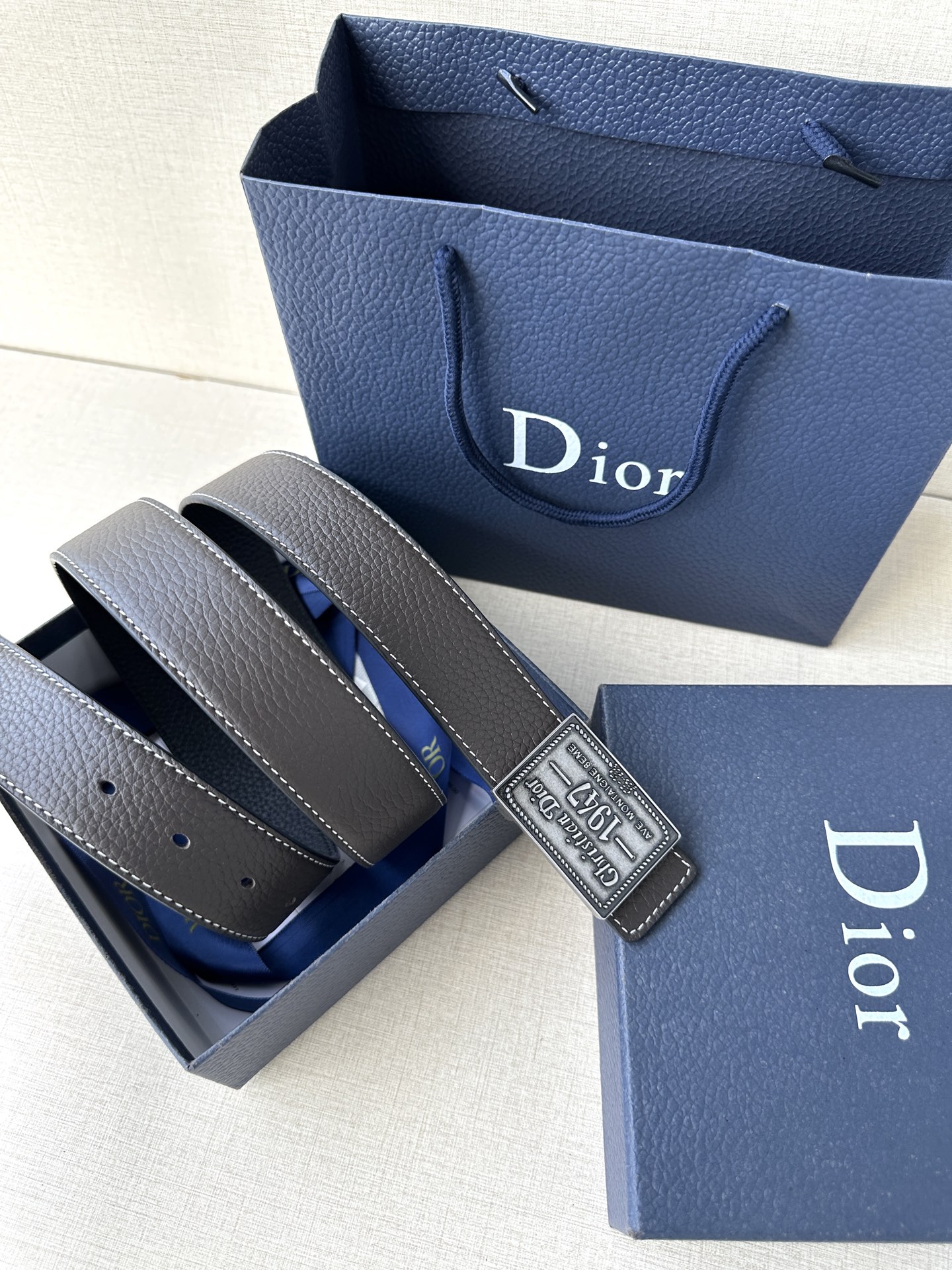 Dior Male Basic Belt Gray M