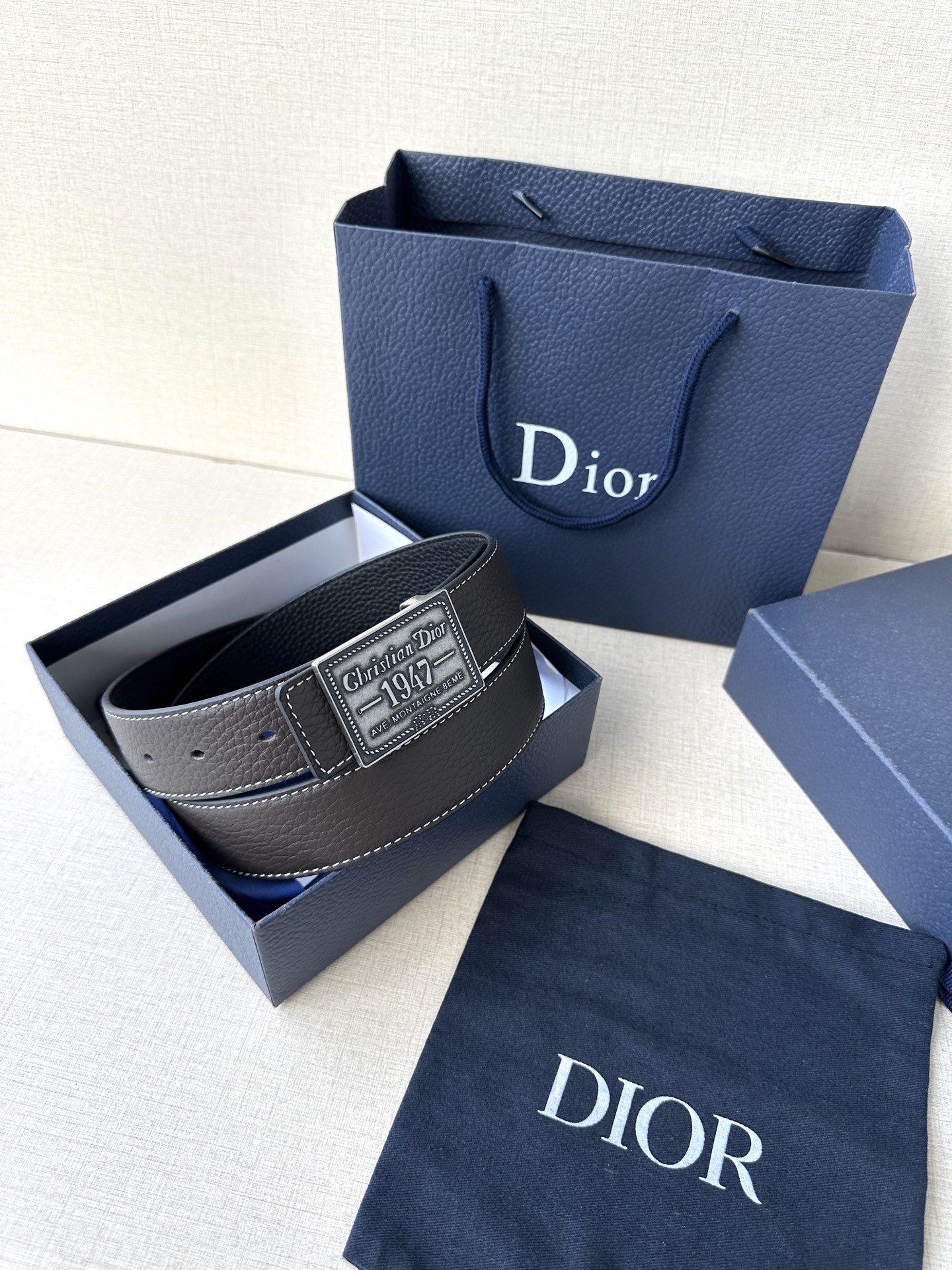 Dior Male Basic Belt Gray M