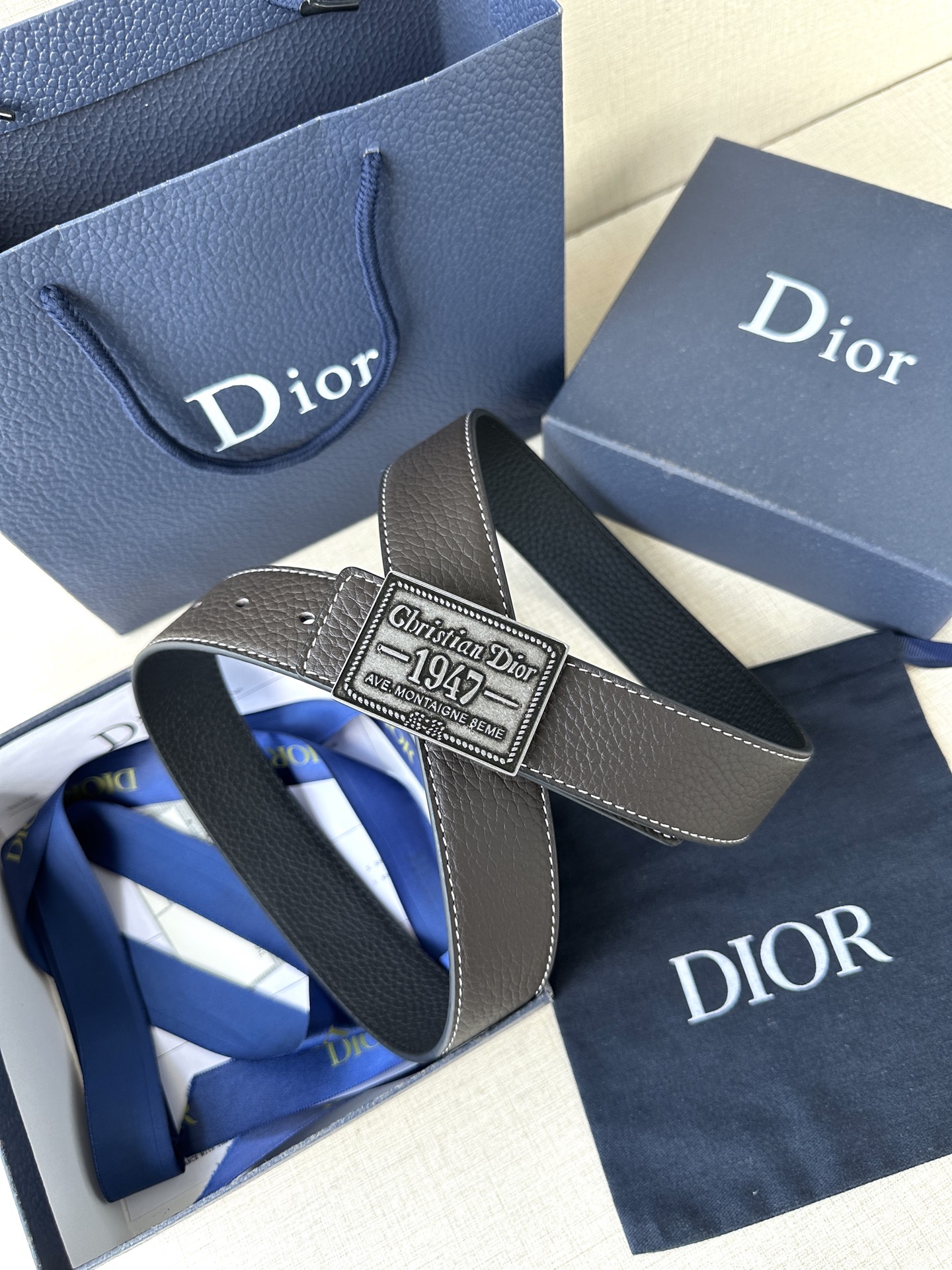 Dior Male Basic Belt Gray M