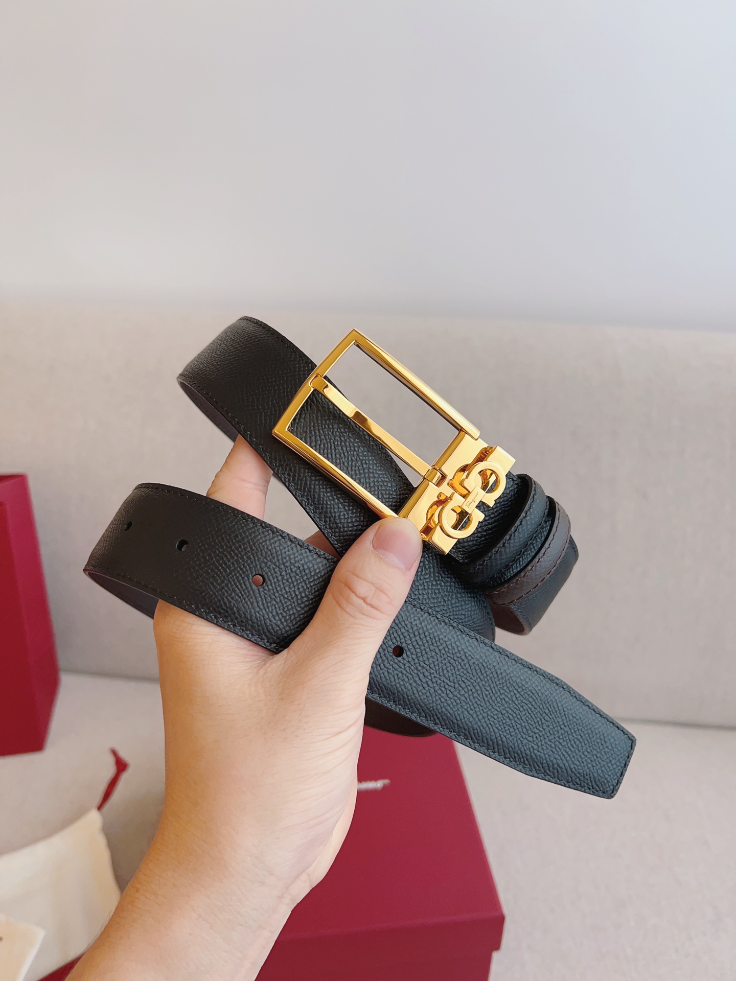 Salvatore Ferragamo Leather Belt Adjustable 35mm-m