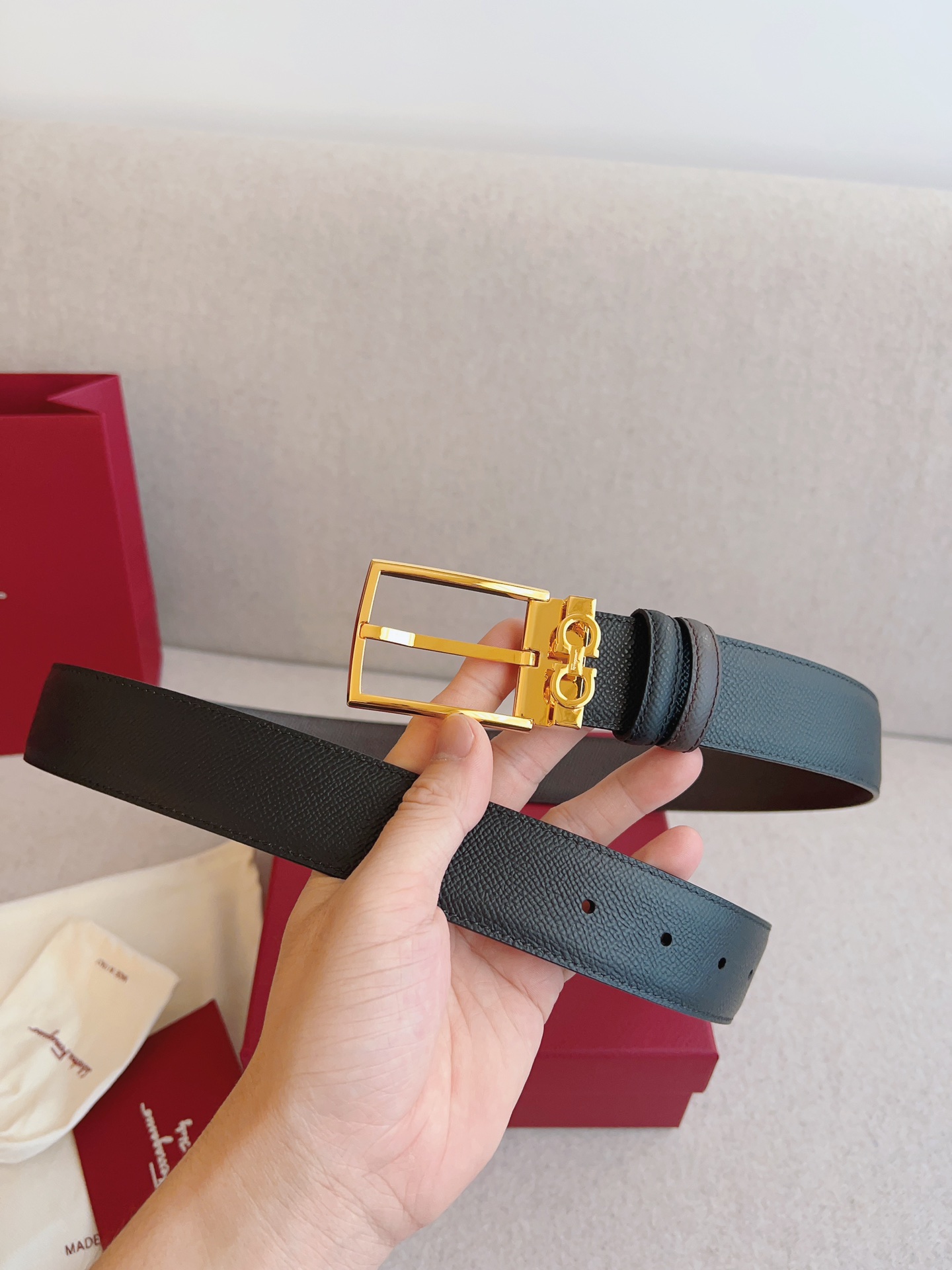 Salvatore Ferragamo Leather Belt Adjustable 35mm-m