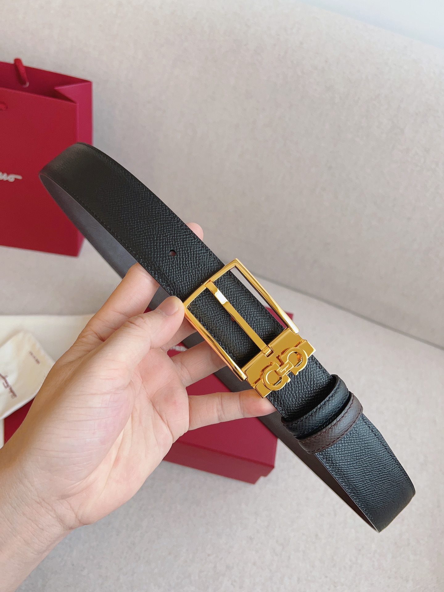 Salvatore Ferragamo Leather Belt Adjustable 35mm-m