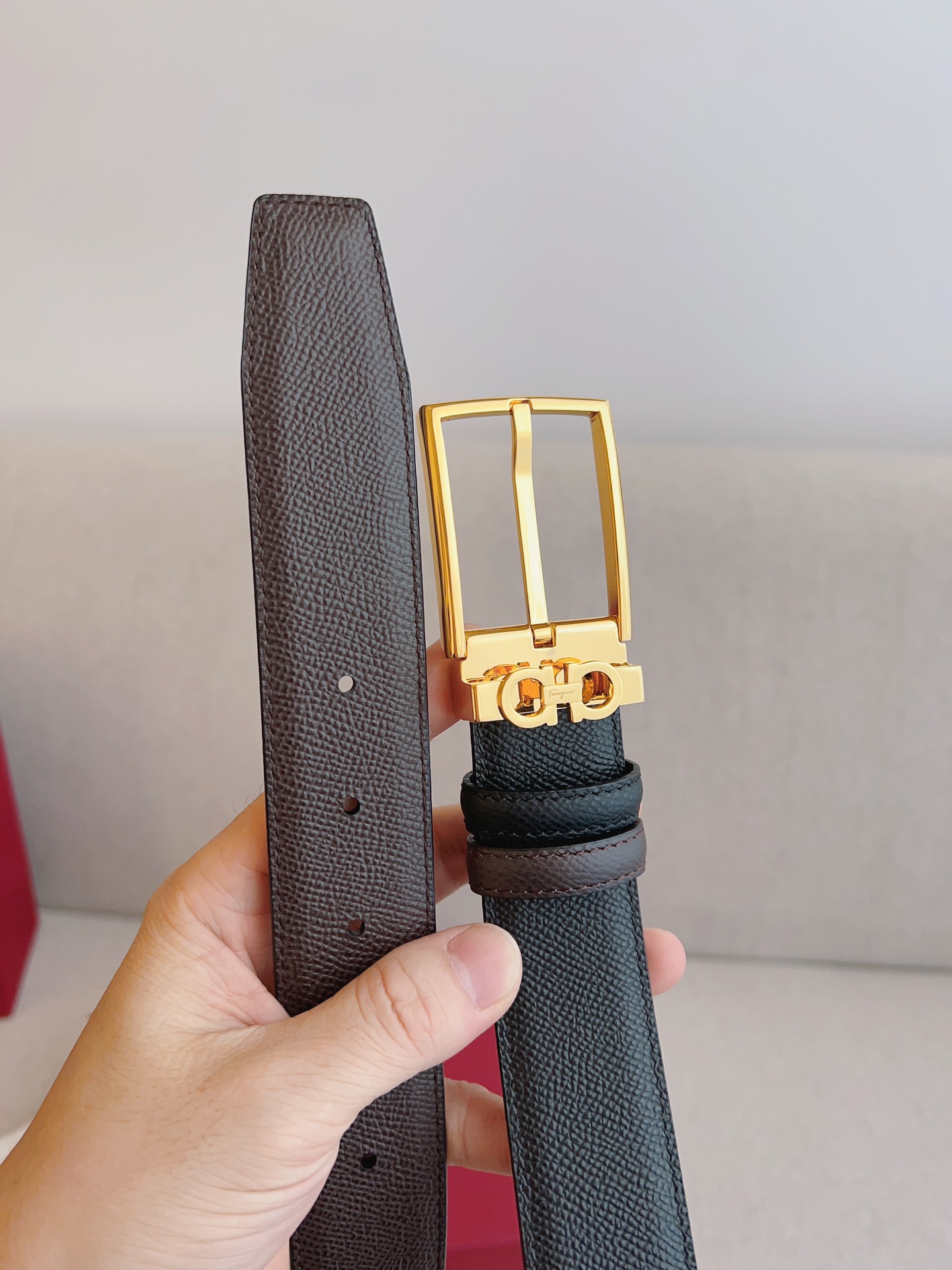 Salvatore Ferragamo Leather Belt Adjustable 35mm-m
