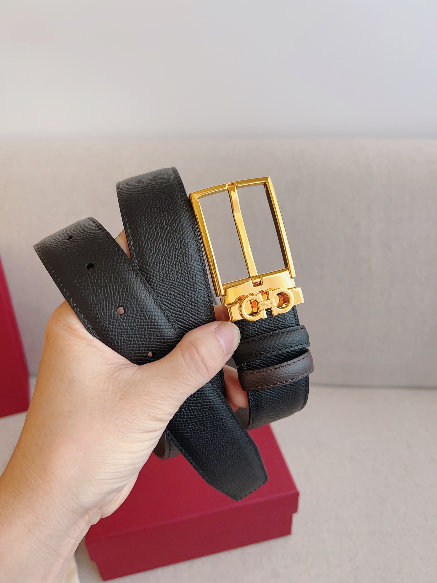 Salvatore Ferragamo Leather Belt Adjustable 35mm-m