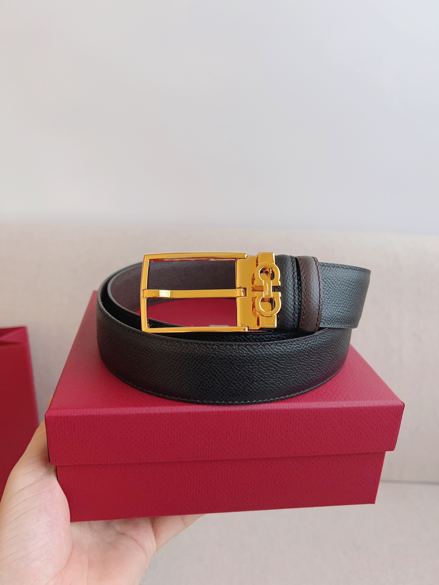 Salvatore Ferragamo Leather Belt Adjustable 35mm-m