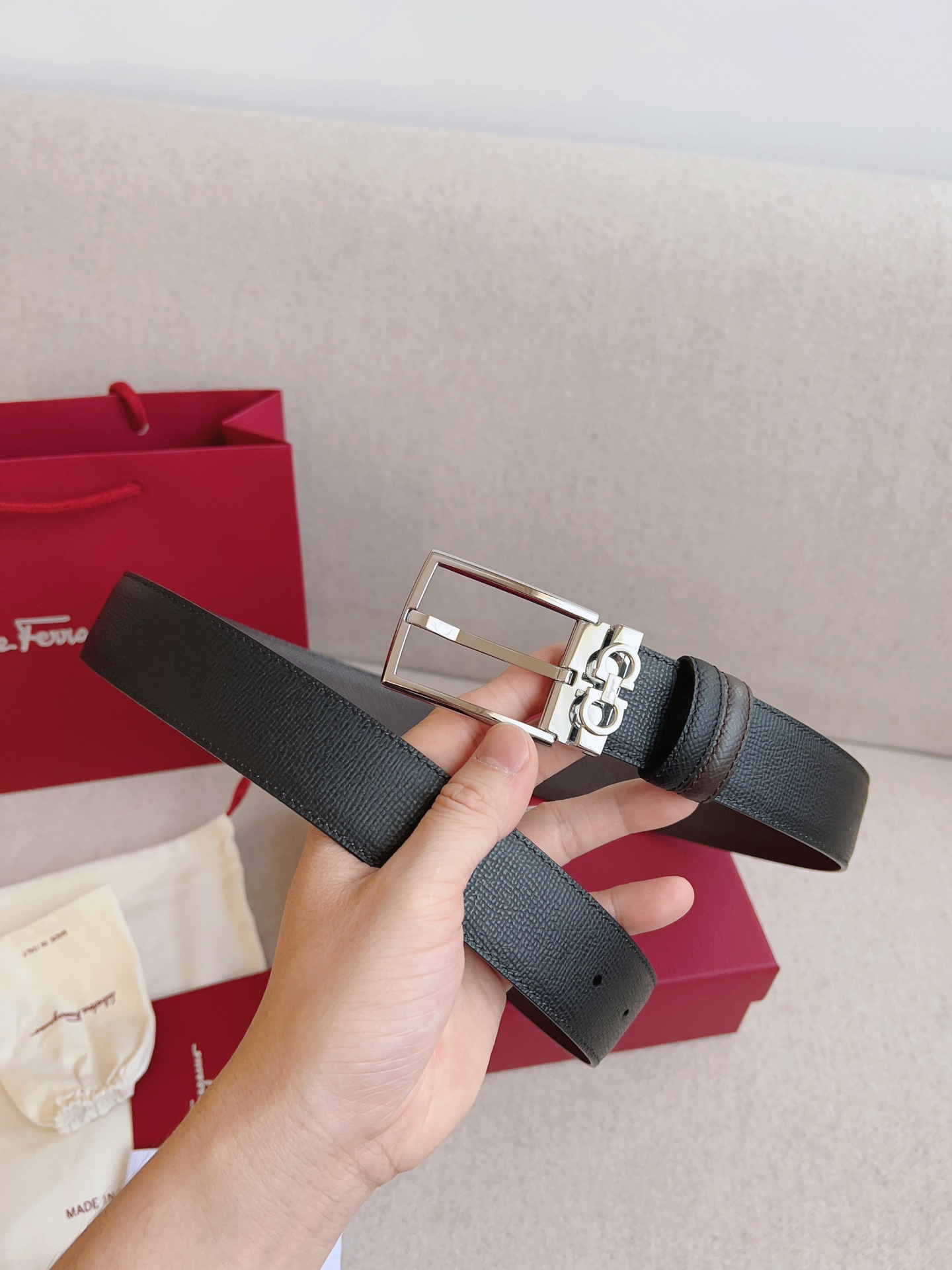 Salvatore Ferragamo Leather Belt Adjustable 35mm-m