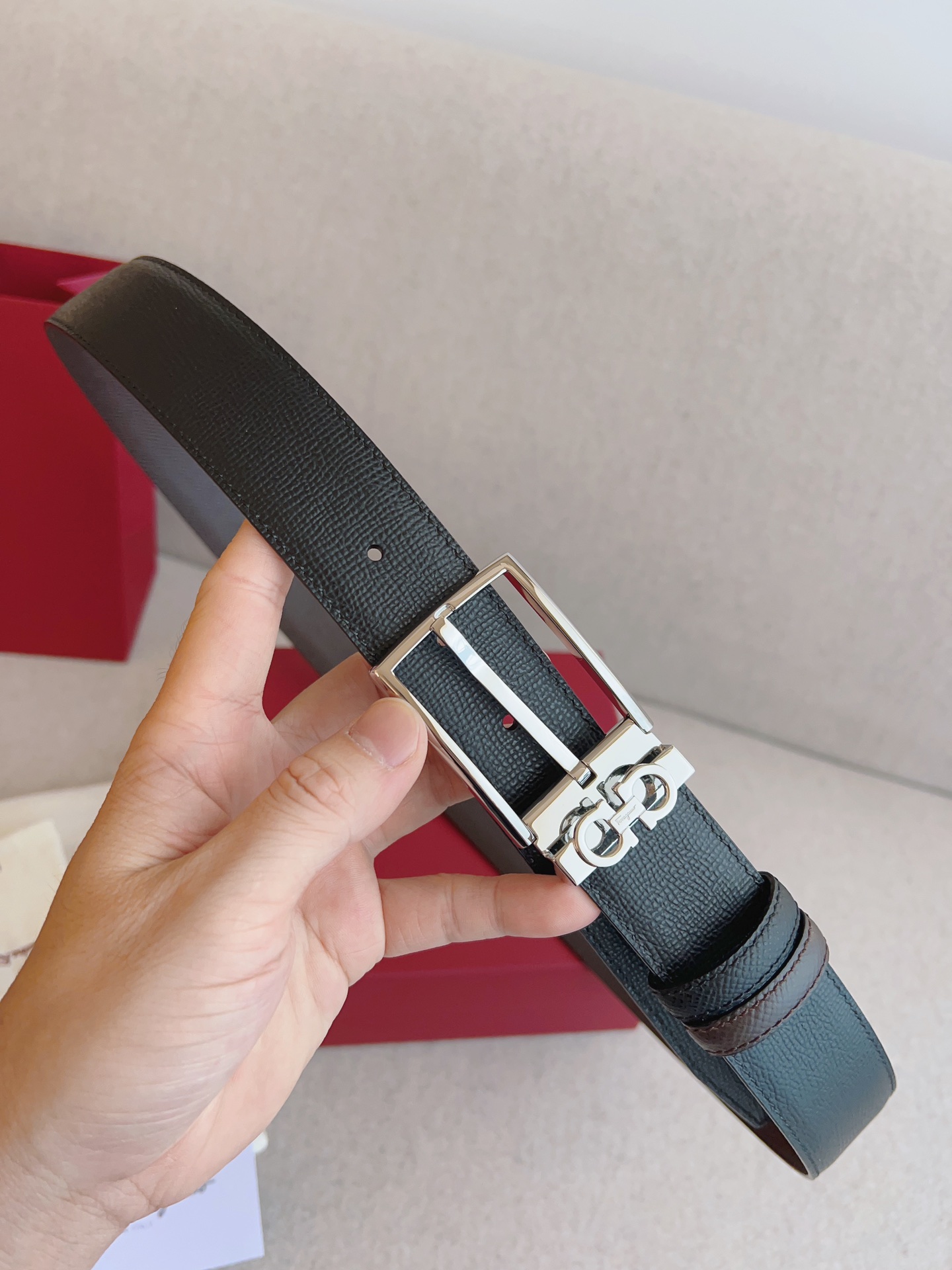 Salvatore Ferragamo Leather Belt Adjustable 35mm-m
