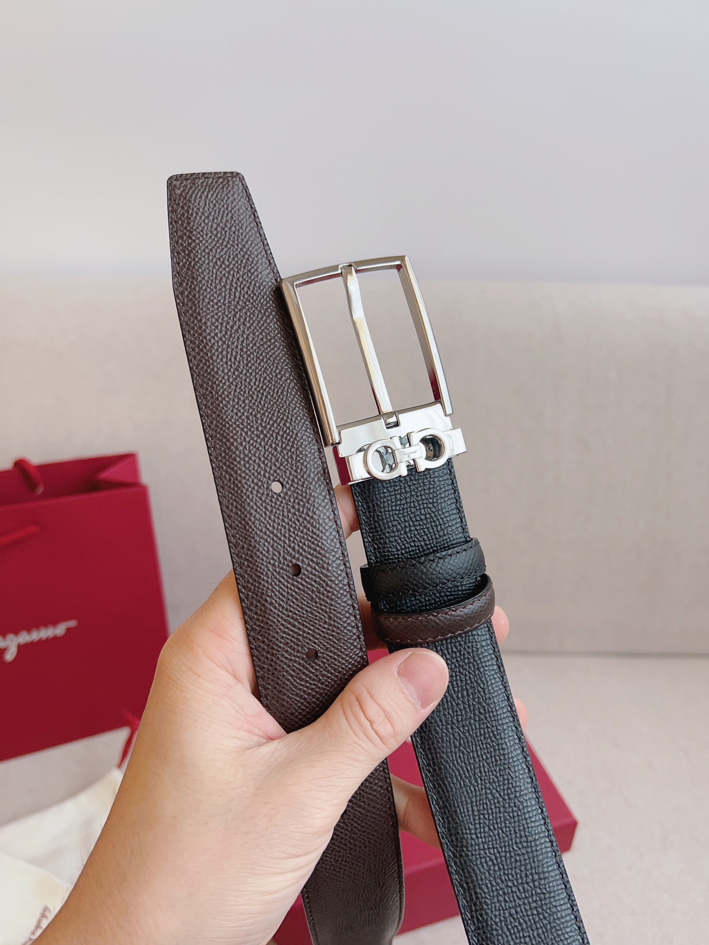 Salvatore Ferragamo Leather Belt Adjustable 35mm-m