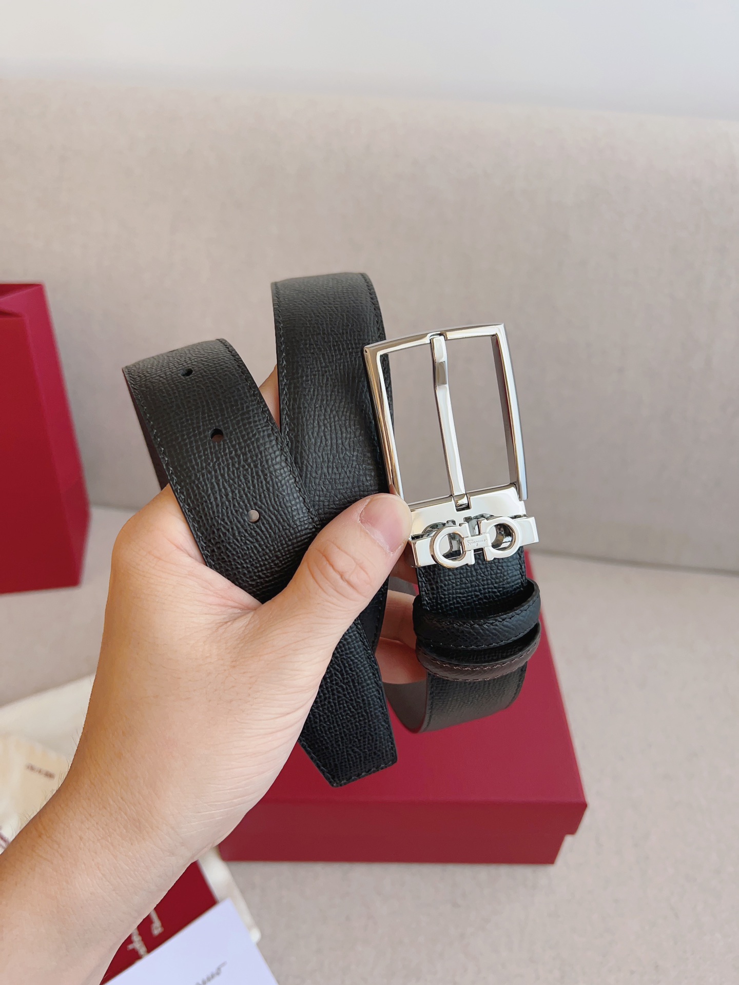 Salvatore Ferragamo Leather Belt Adjustable 35mm-m