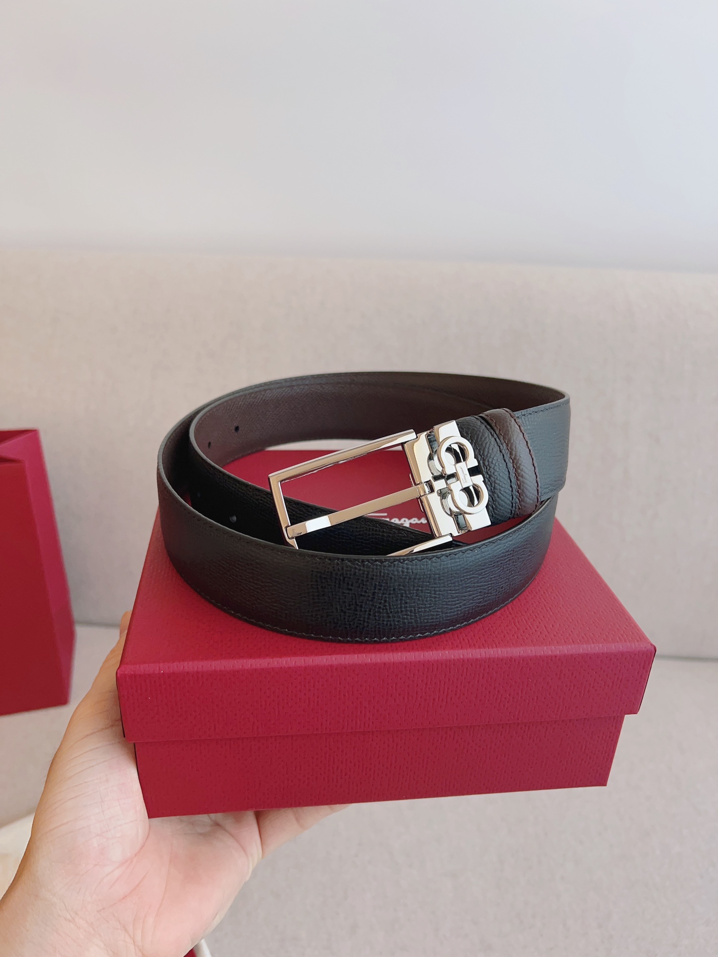 Salvatore Ferragamo Leather Belt Adjustable 35mm-m