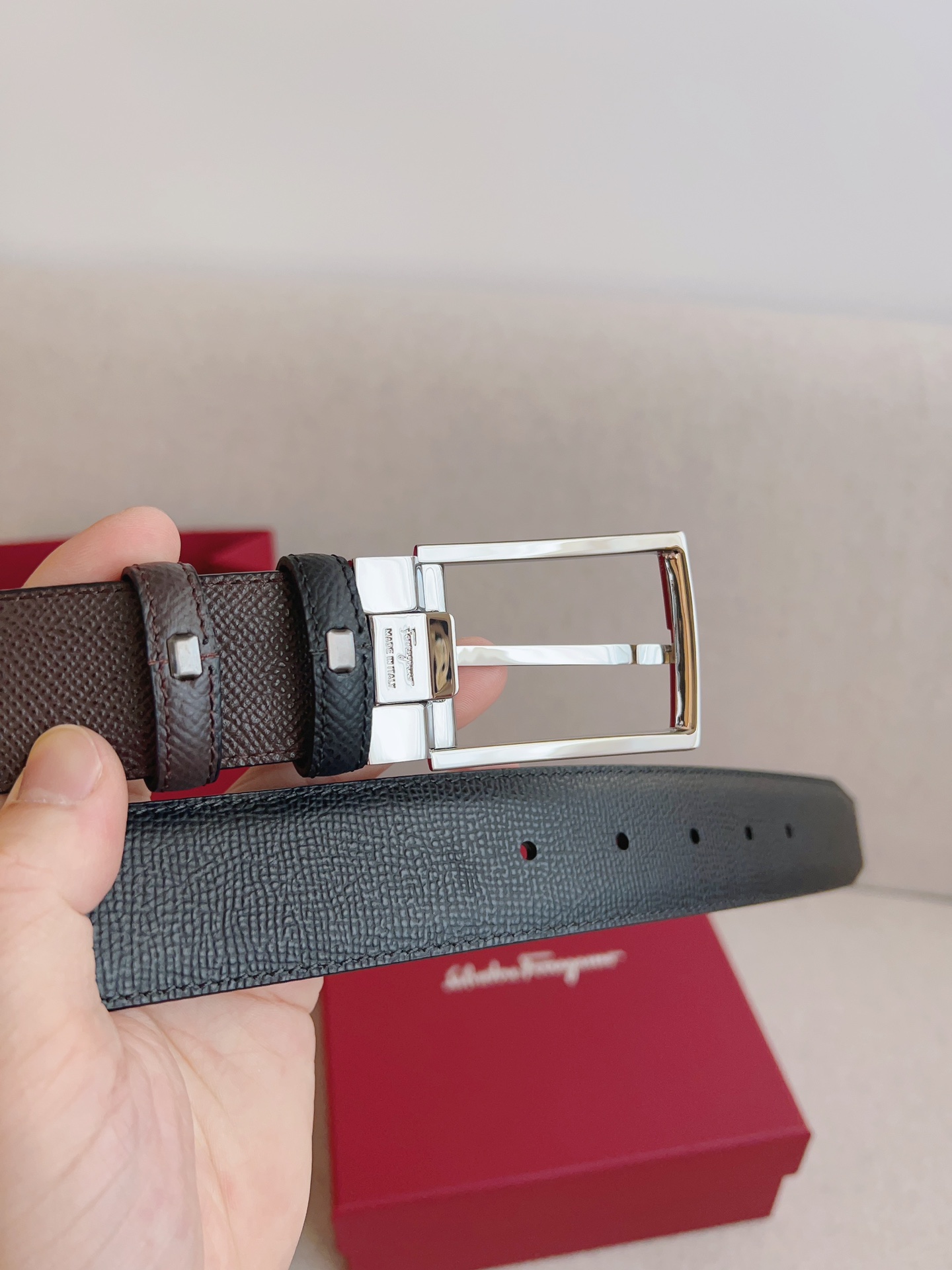 Salvatore Ferragamo Leather Belt Adjustable 35mm-m
