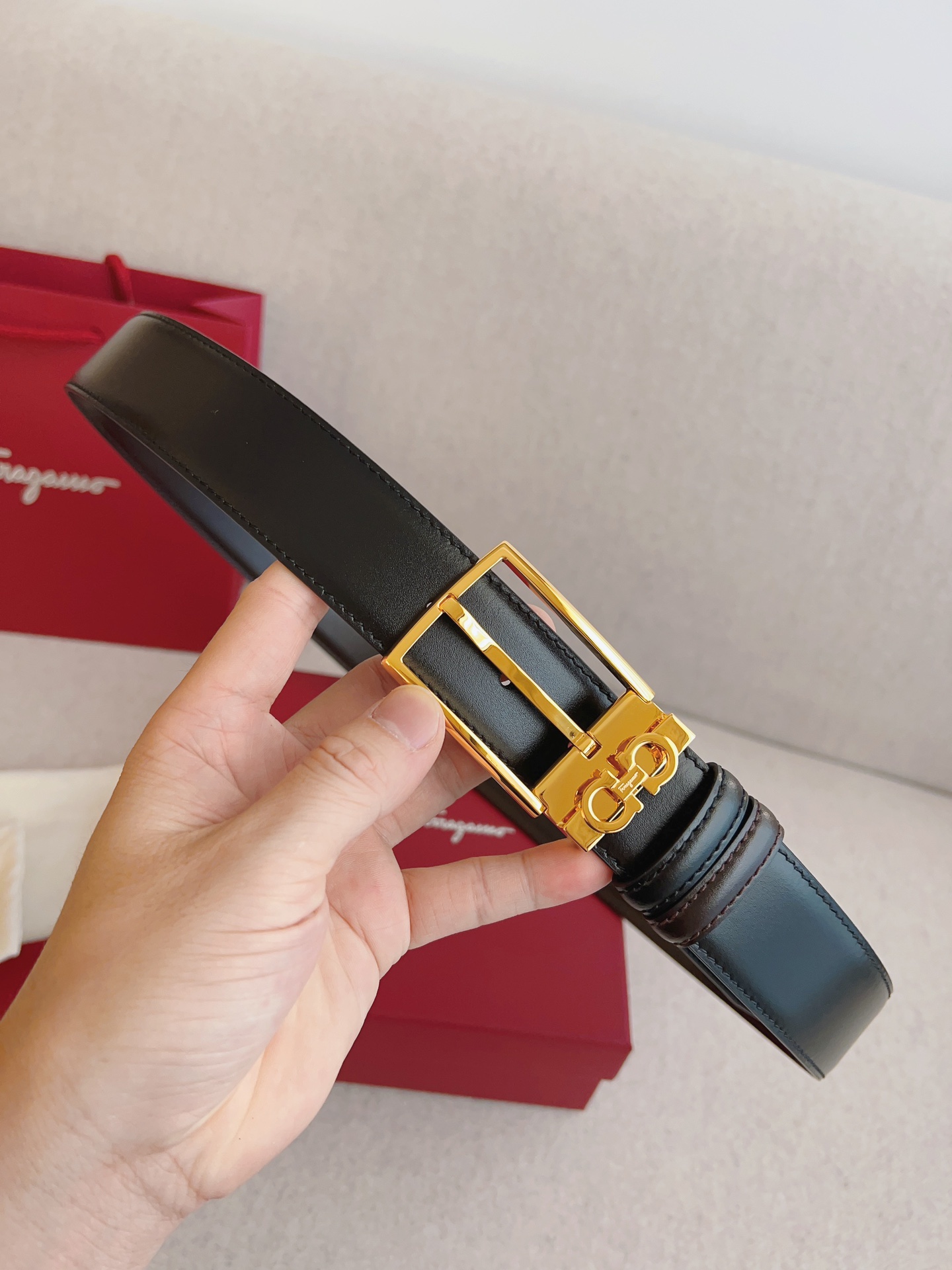 Salvatore Ferragamo Leather Belt Adjustable 35mm-m