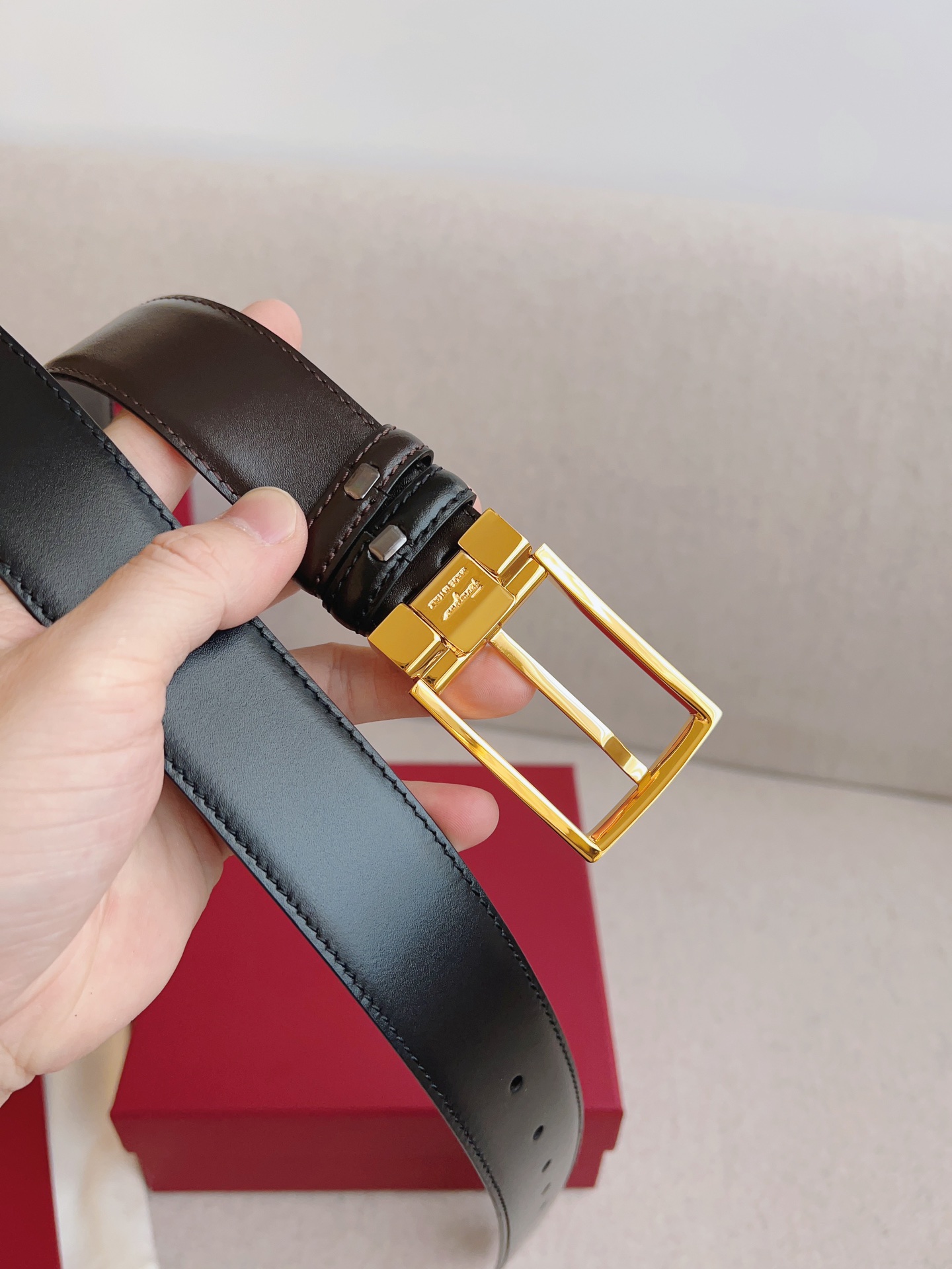 Salvatore Ferragamo Leather Belt Adjustable 35mm-m
