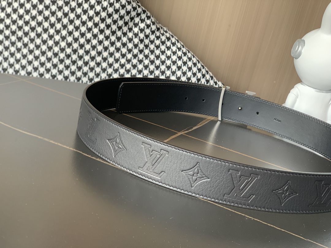 Louis Vuitton Basic Belt Cow Leather Black M-l