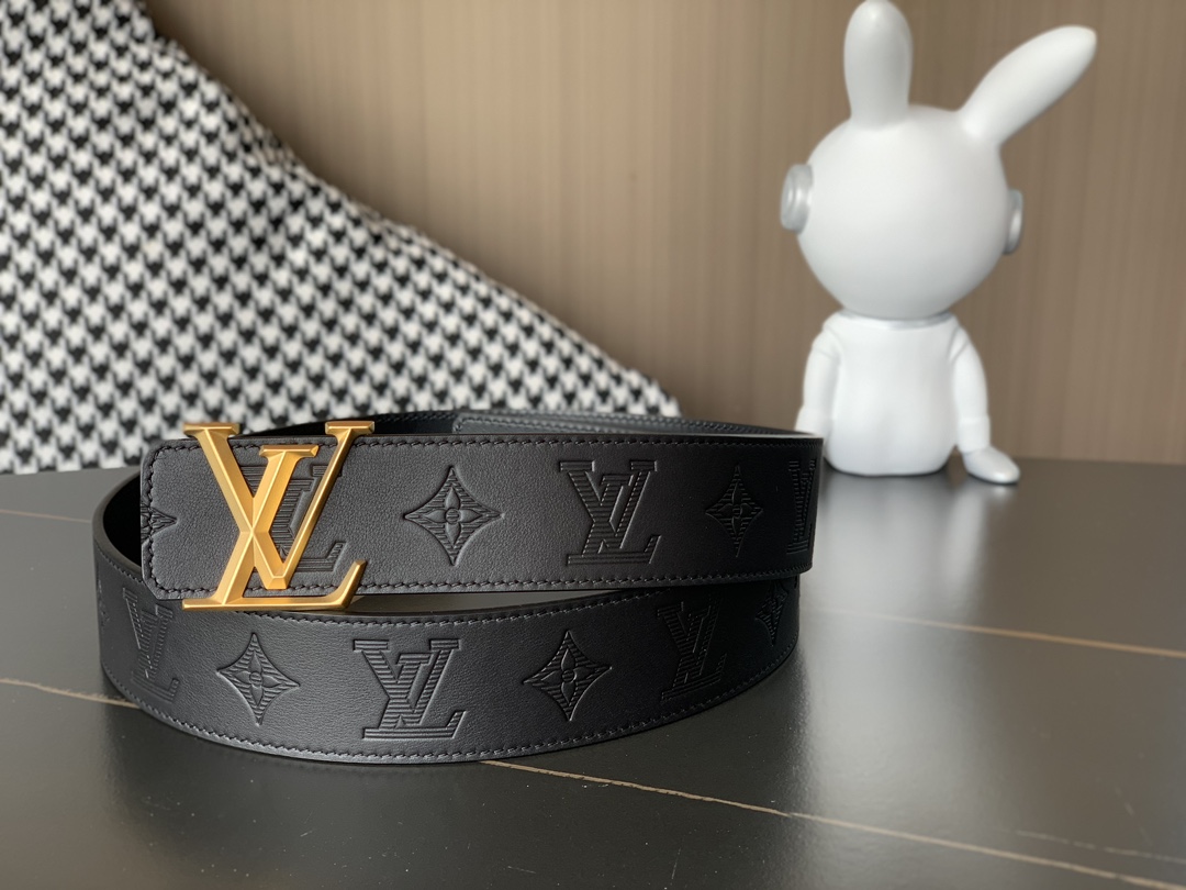 Louis Vuitton Basic Belt Cow Leather Black M-l