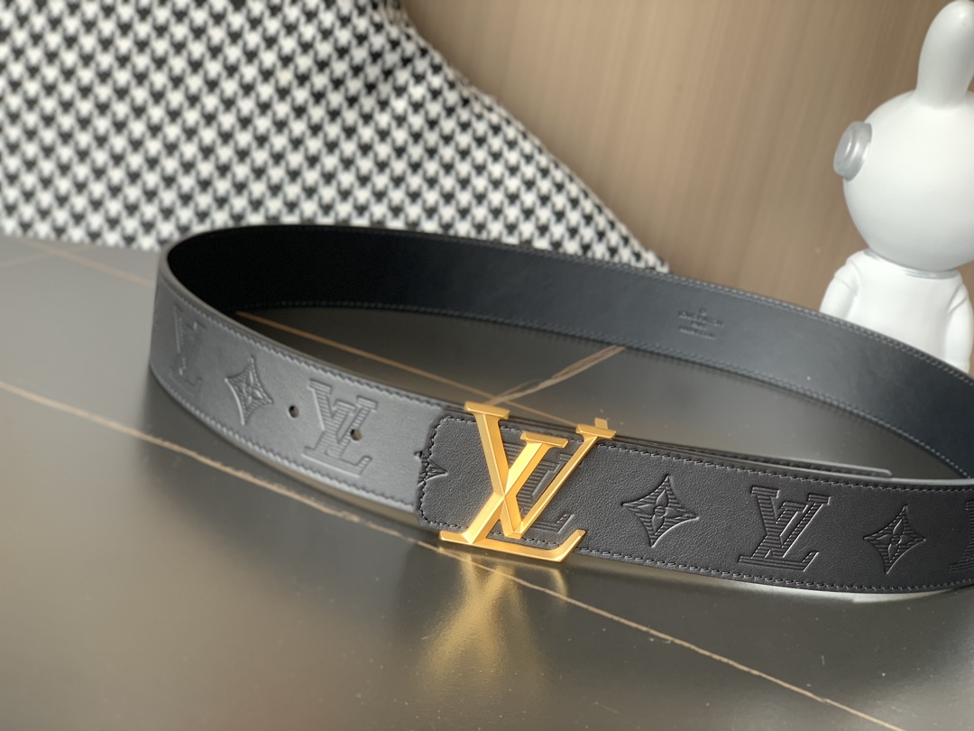 Louis Vuitton Basic Belt Cow Leather Black M-l
