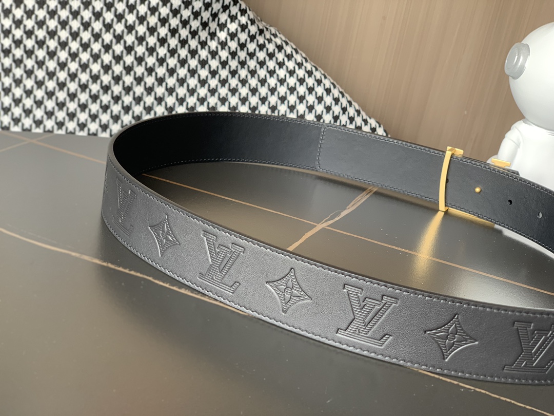 Louis Vuitton Basic Belt Cow Leather Black M-l