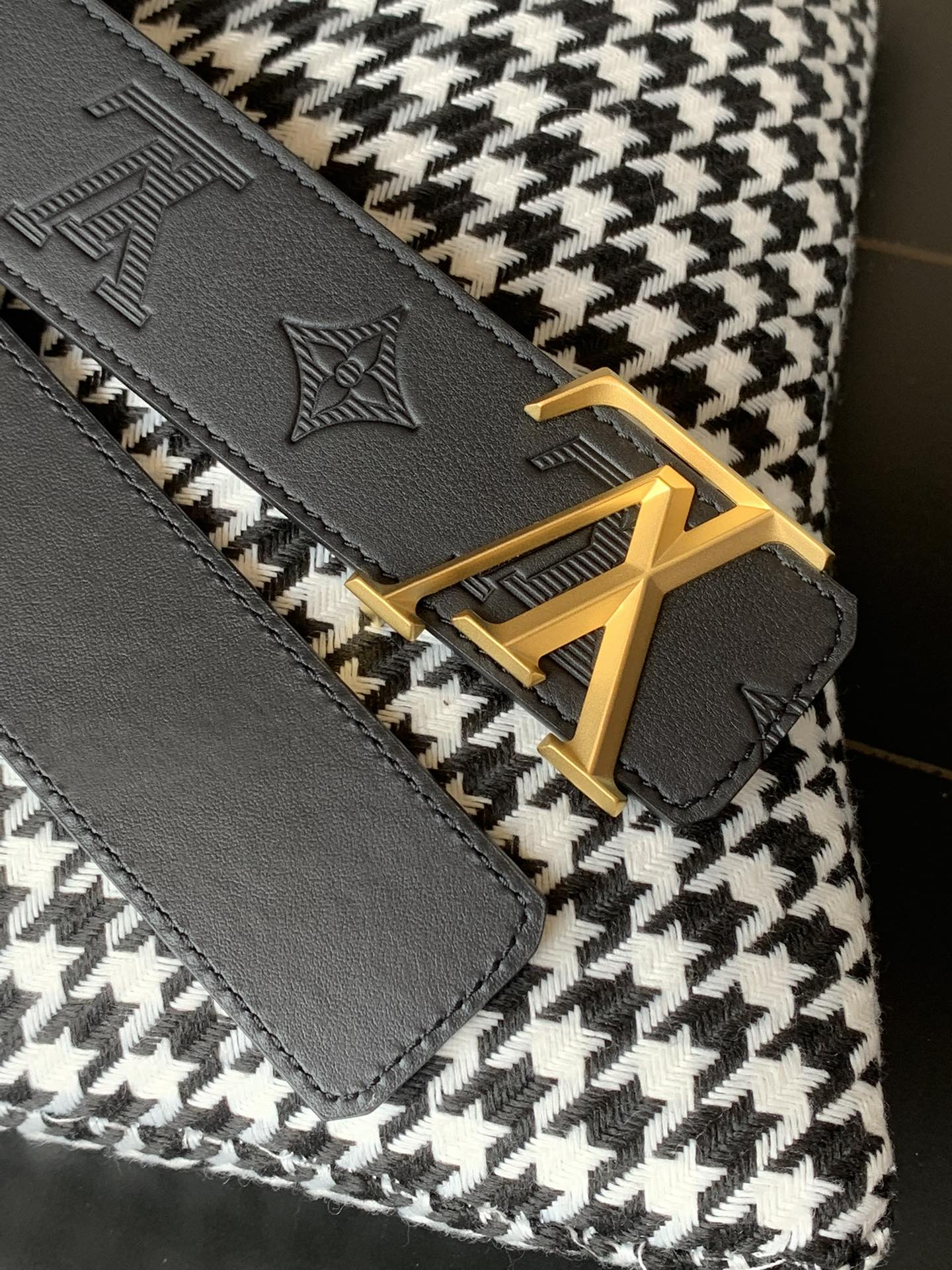 Louis Vuitton Basic Belt Cow Leather Black M-l