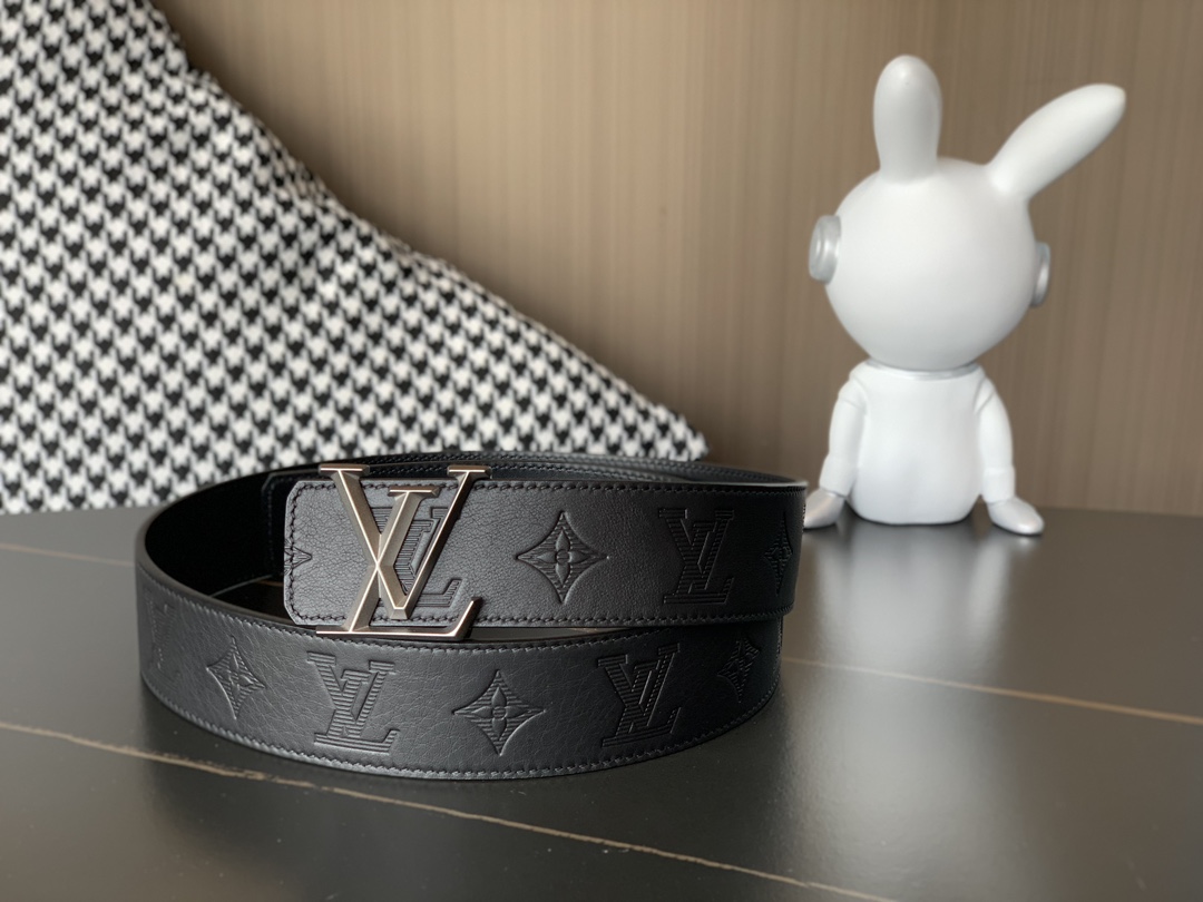 Louis Vuitton Basic Belt Cow Leather Black M-l