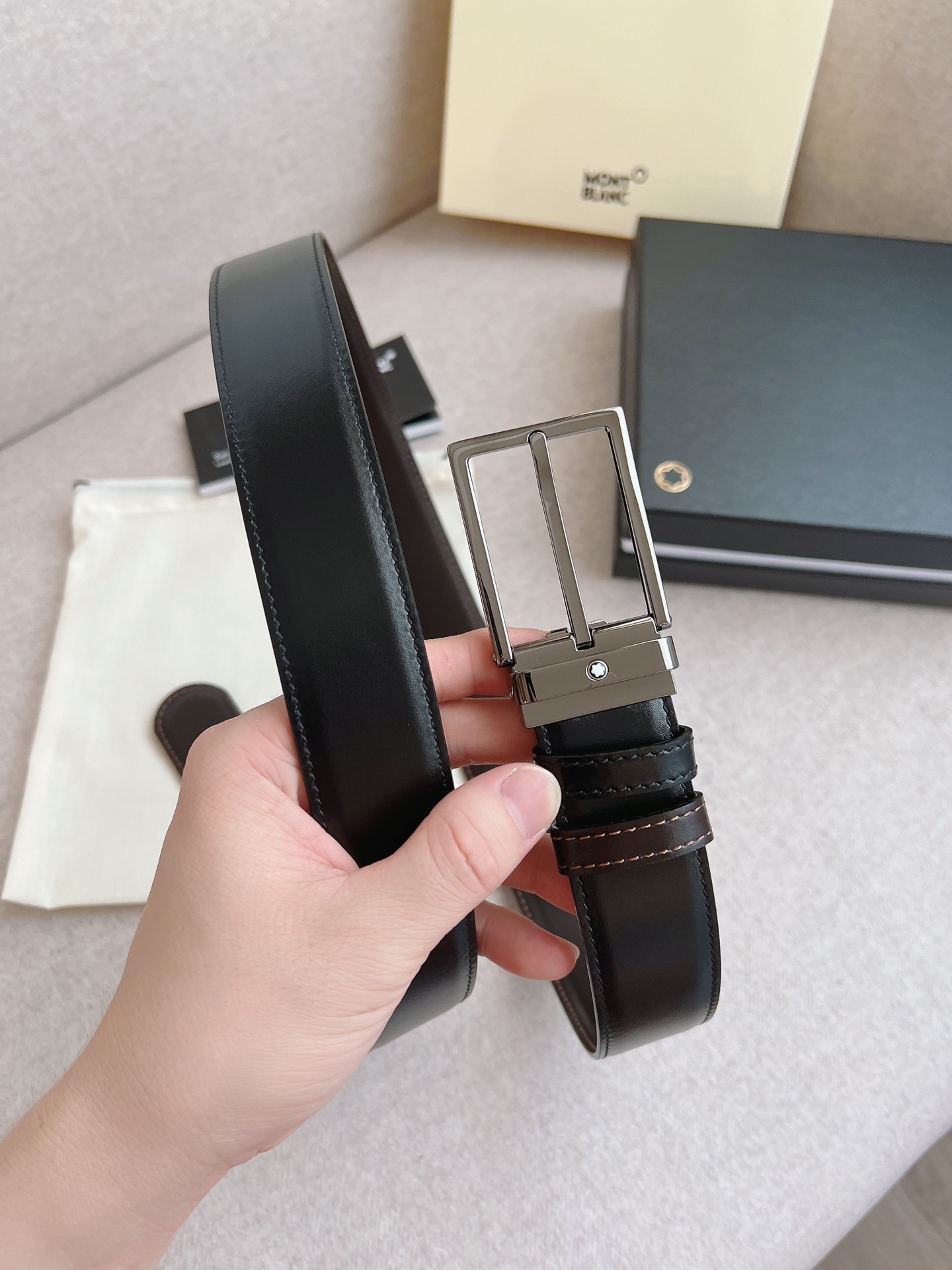 Montblanc Male Leather Belt 35mm