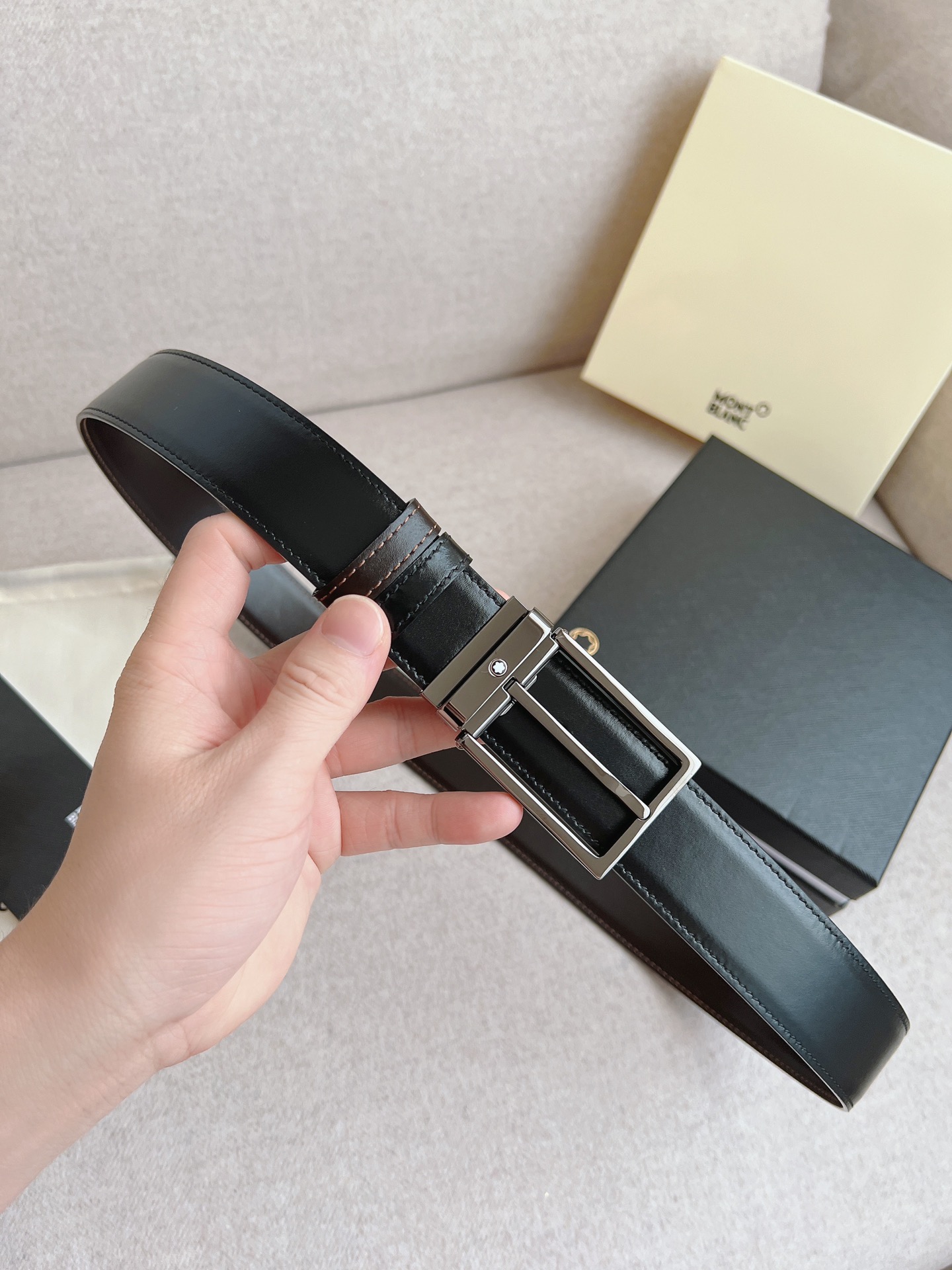 Montblanc Male Leather Belt 35mm