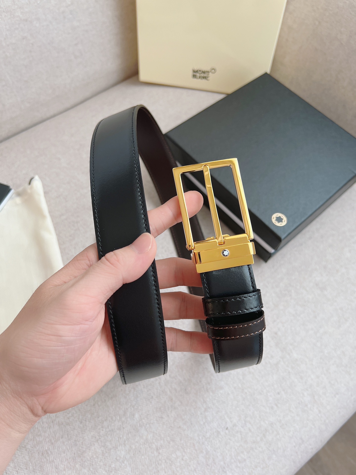 Montblanc Male Leather Belt 35mm