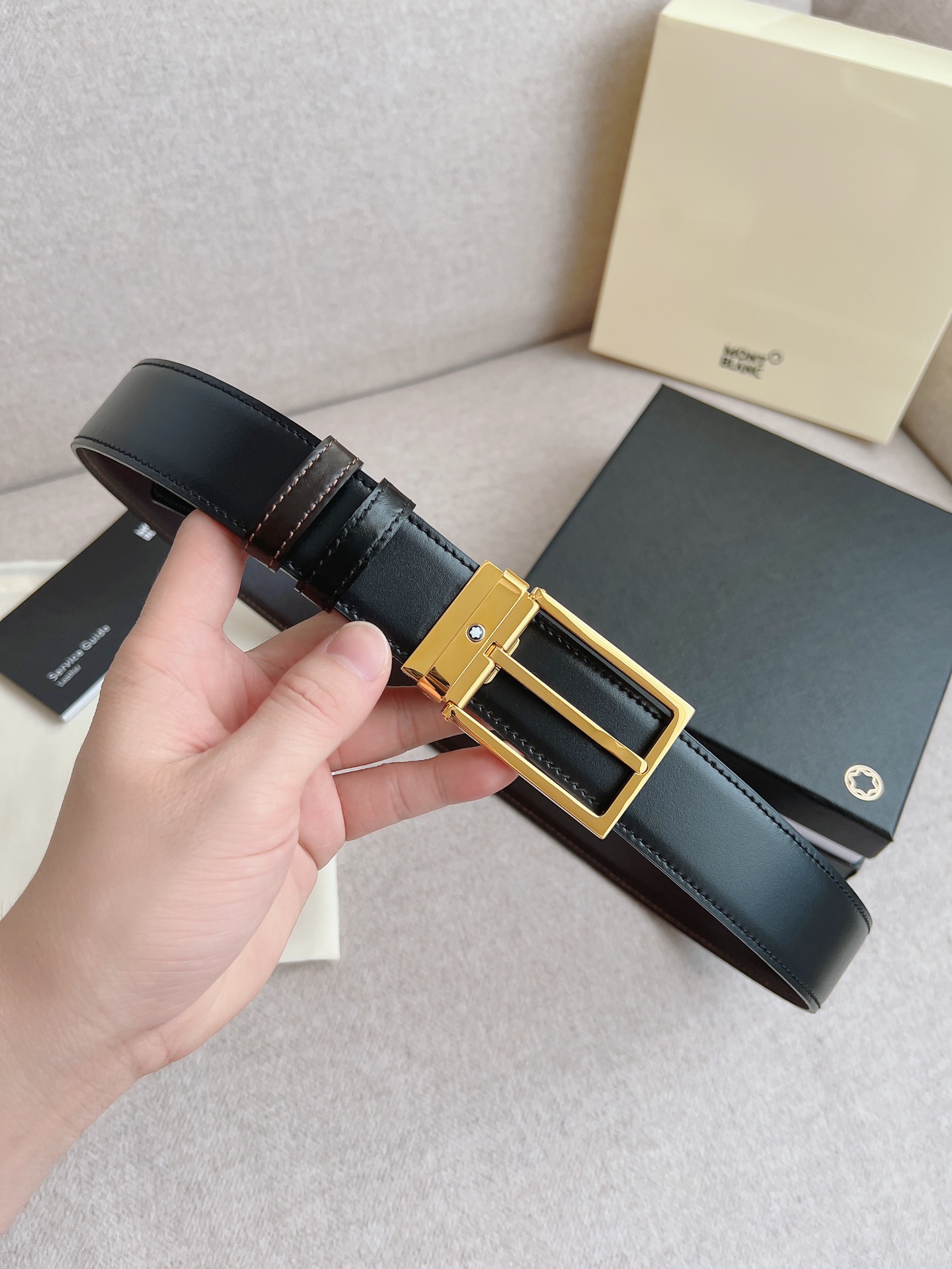 Montblanc Male Leather Belt 35mm