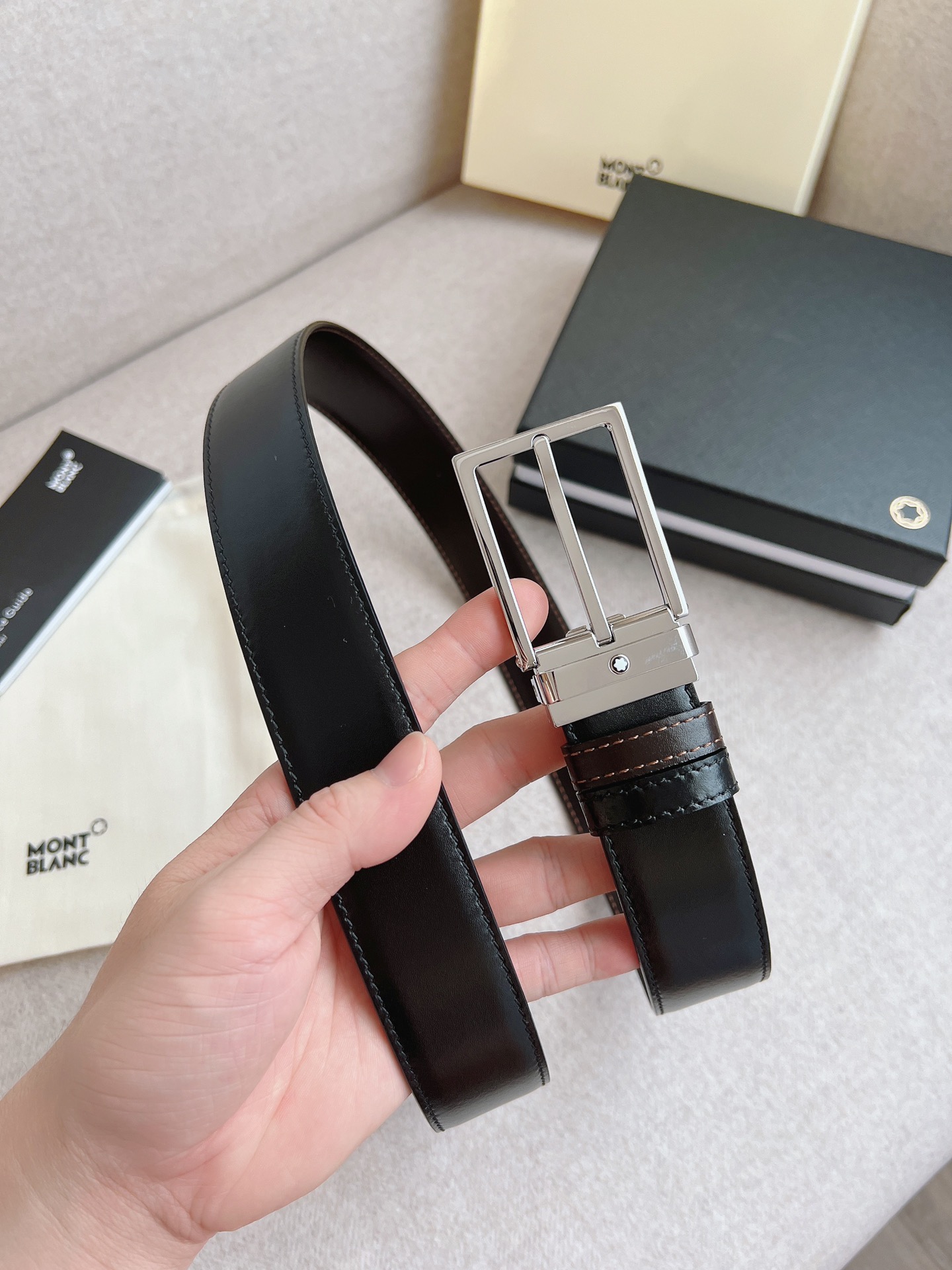 Montblanc Male Leather Belt 35mm