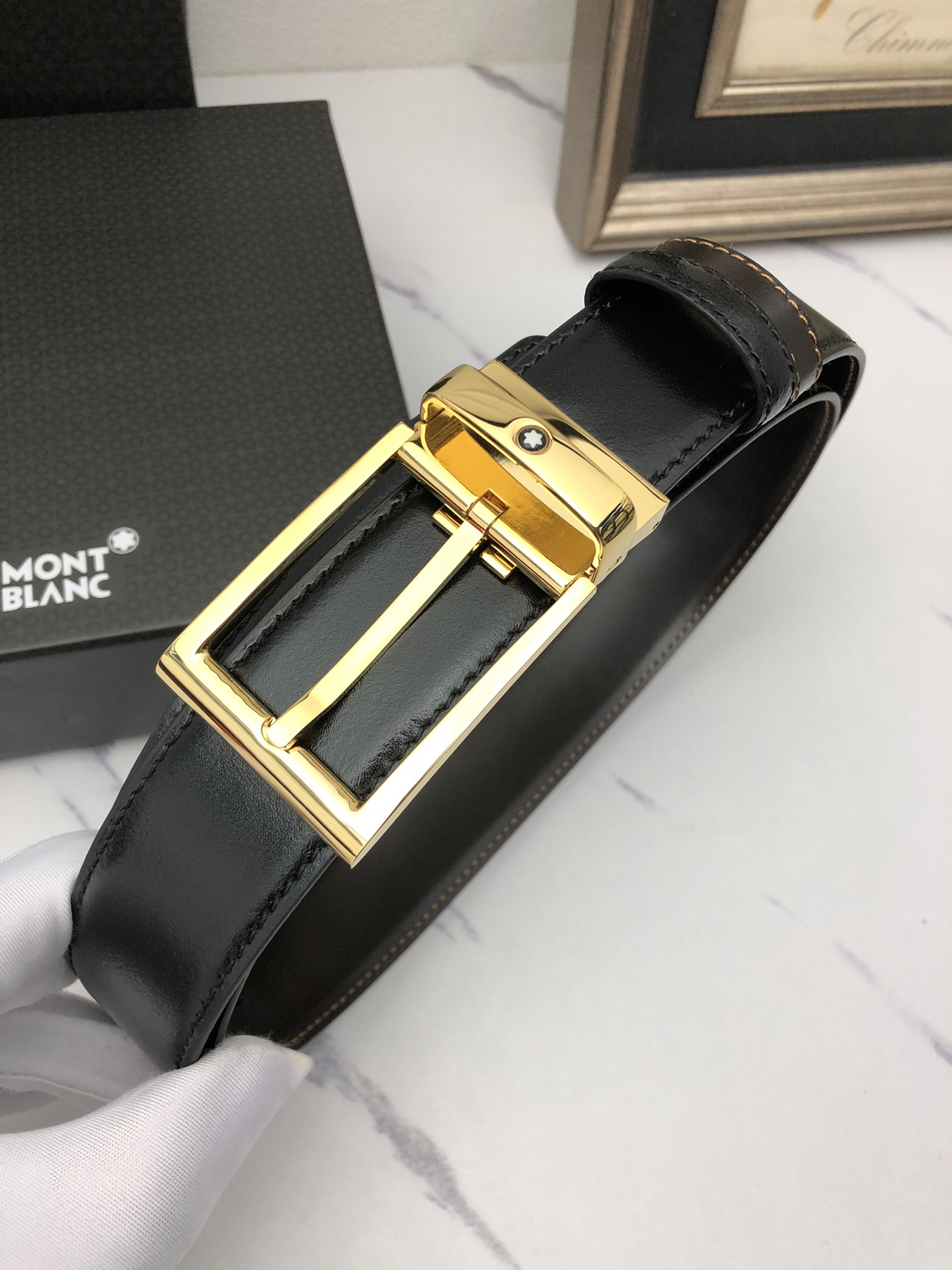 Montblanc Male Basic Belt Cow Leather Black M