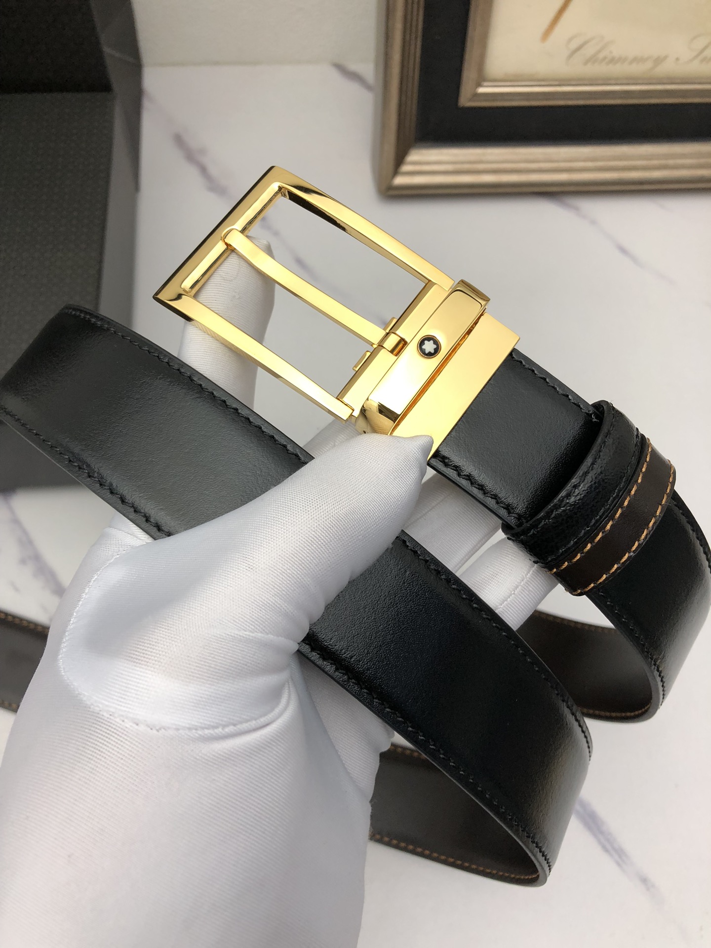 Montblanc Male Basic Belt Cow Leather Black M