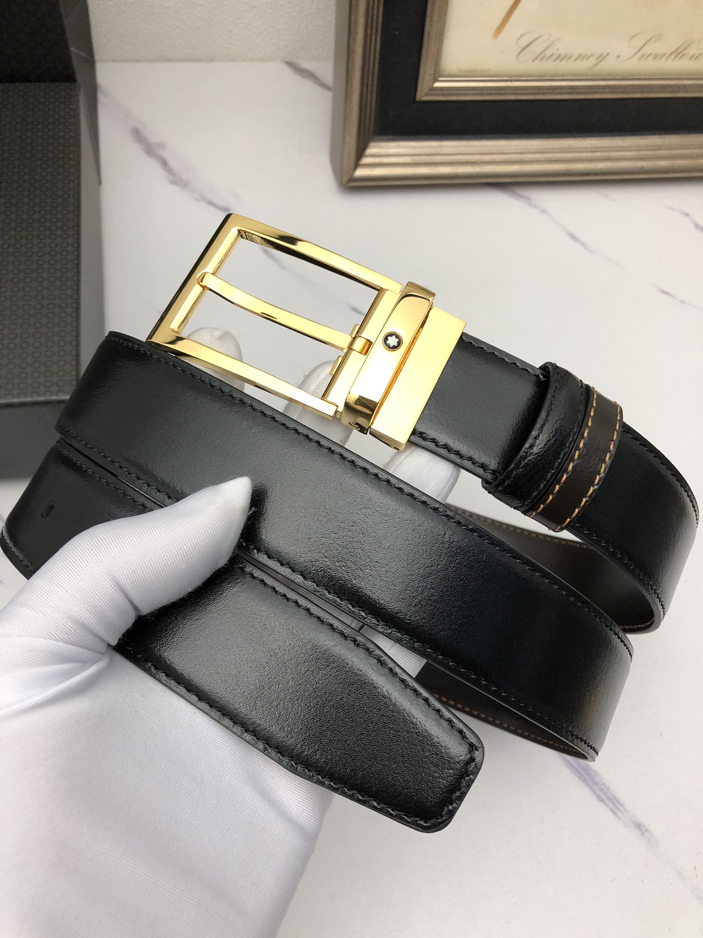Montblanc Male Basic Belt Cow Leather Black M