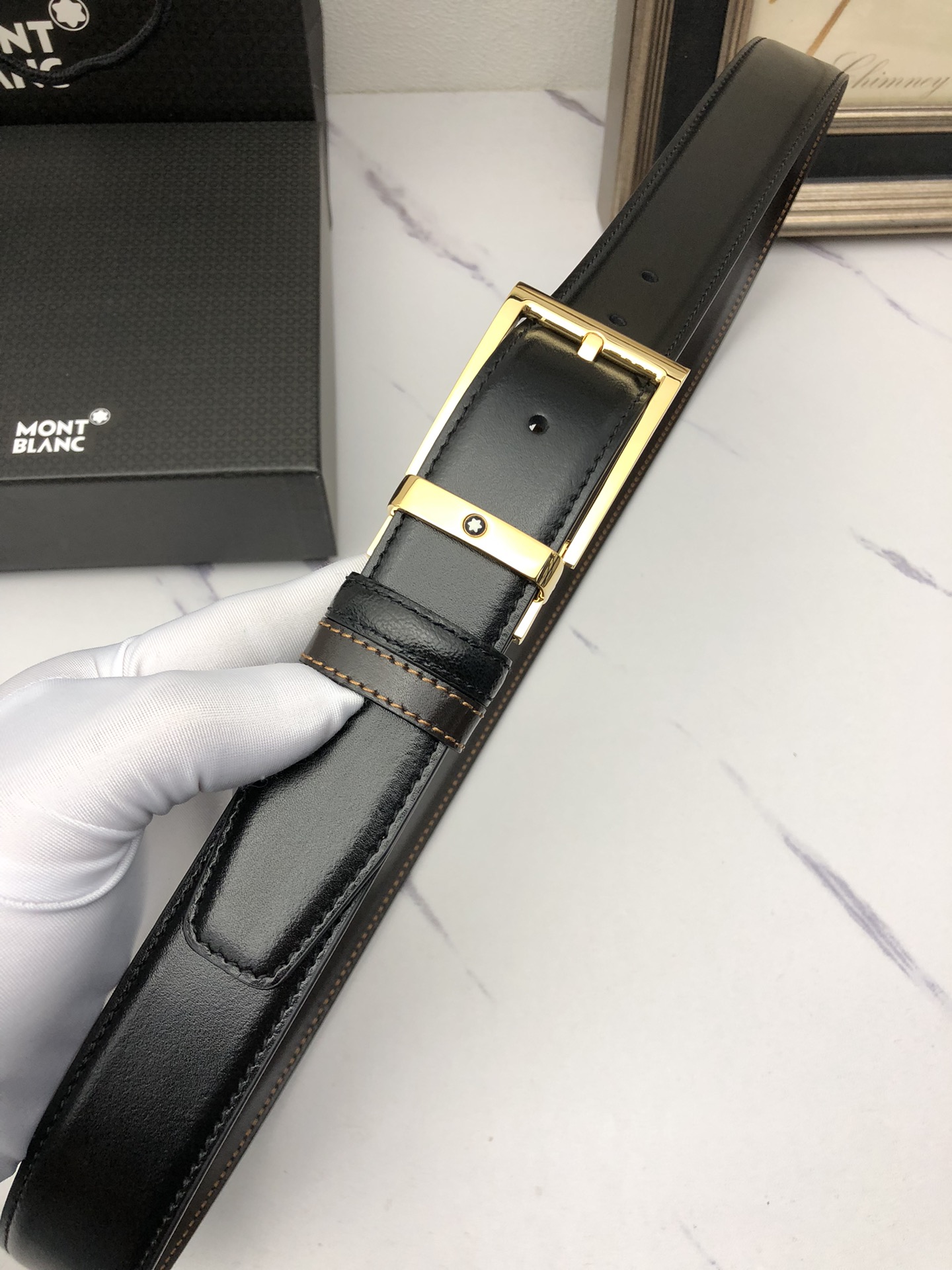 Montblanc Male Basic Belt Cow Leather Black M