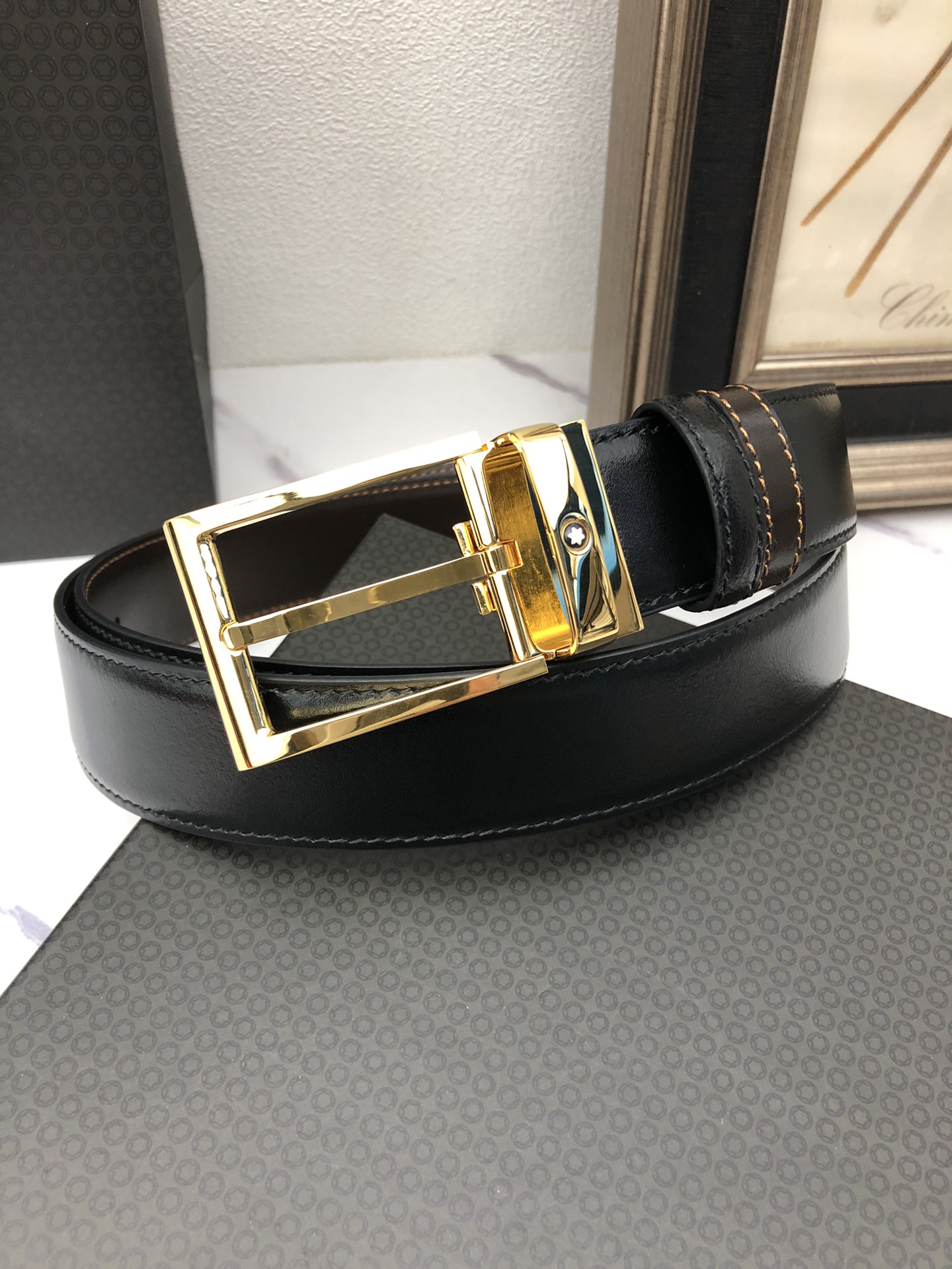 Montblanc Male Basic Belt Cow Leather Black M